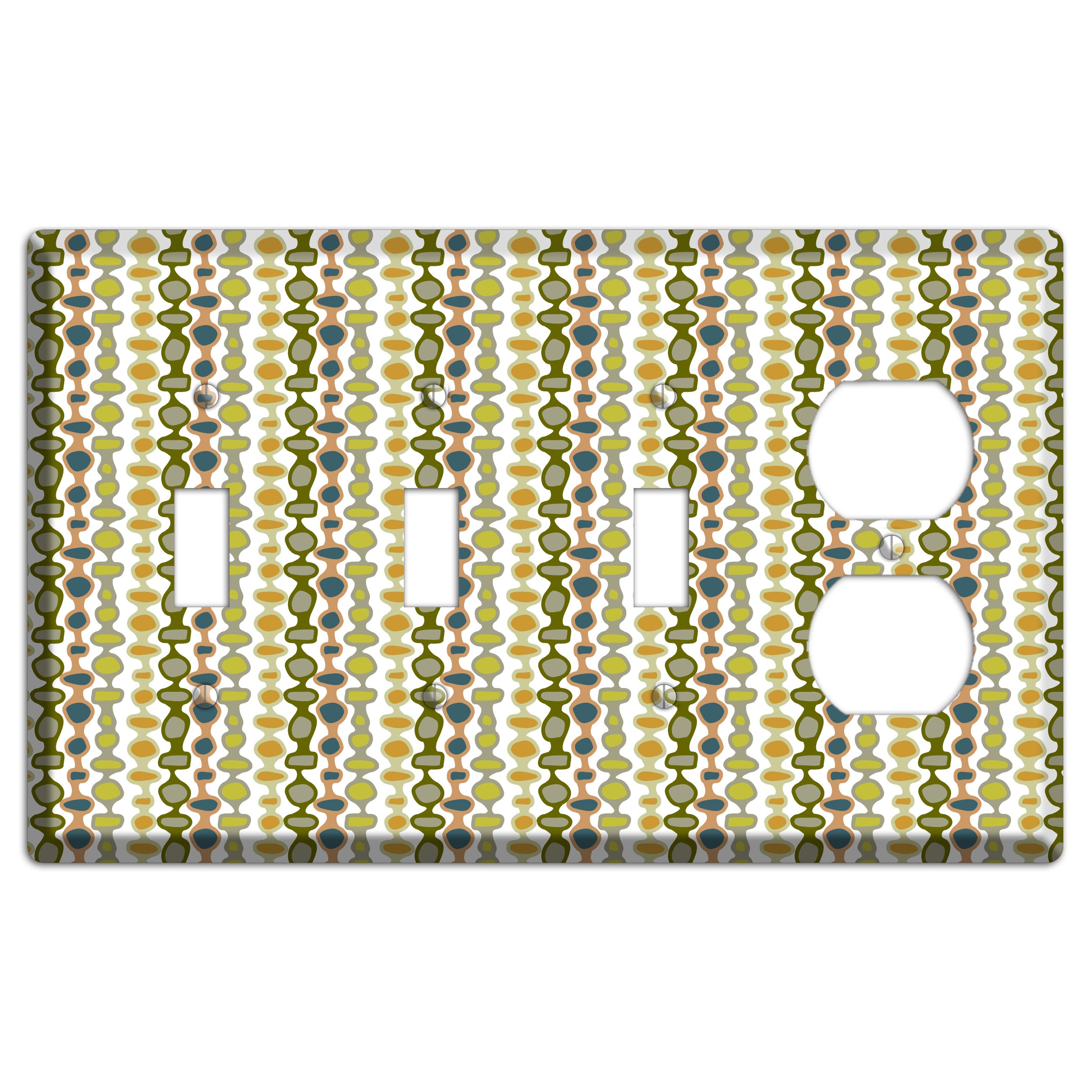 Multi Olive and Mustard Bead and Reel 2 3 Toggle / Duplex Wallplate