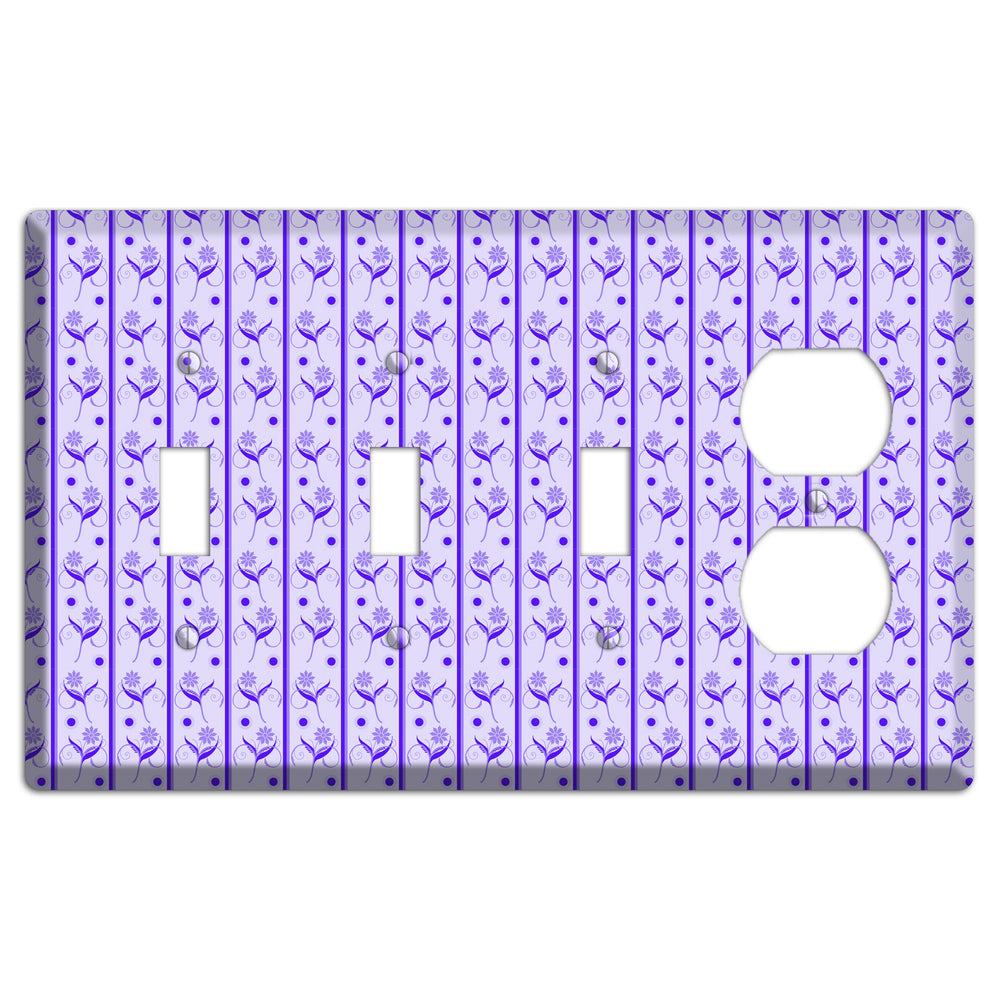 Purple Floral Pattern 3 Toggle / Duplex Wallplate