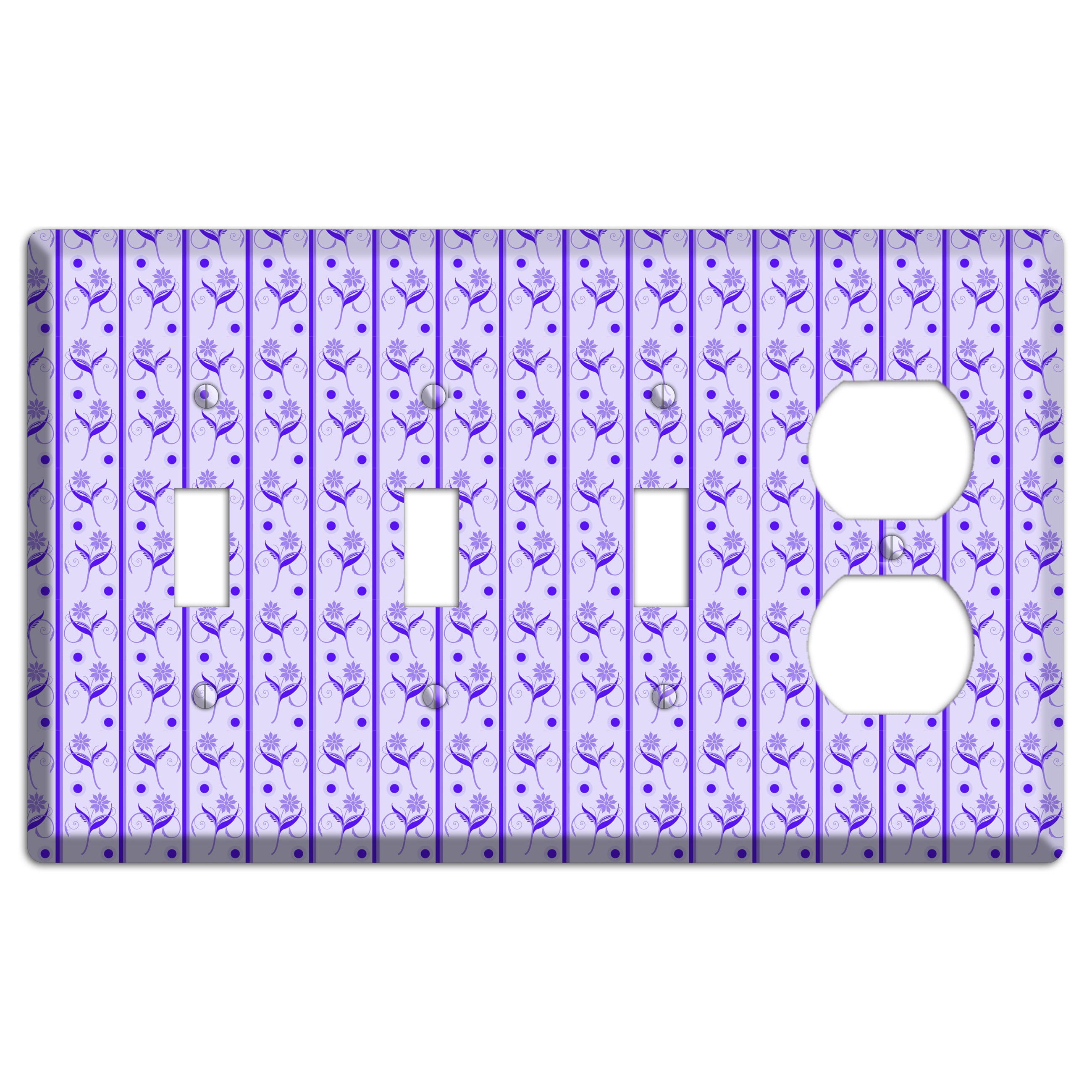 Purple Floral Pattern 3 Toggle / Duplex Wallplate