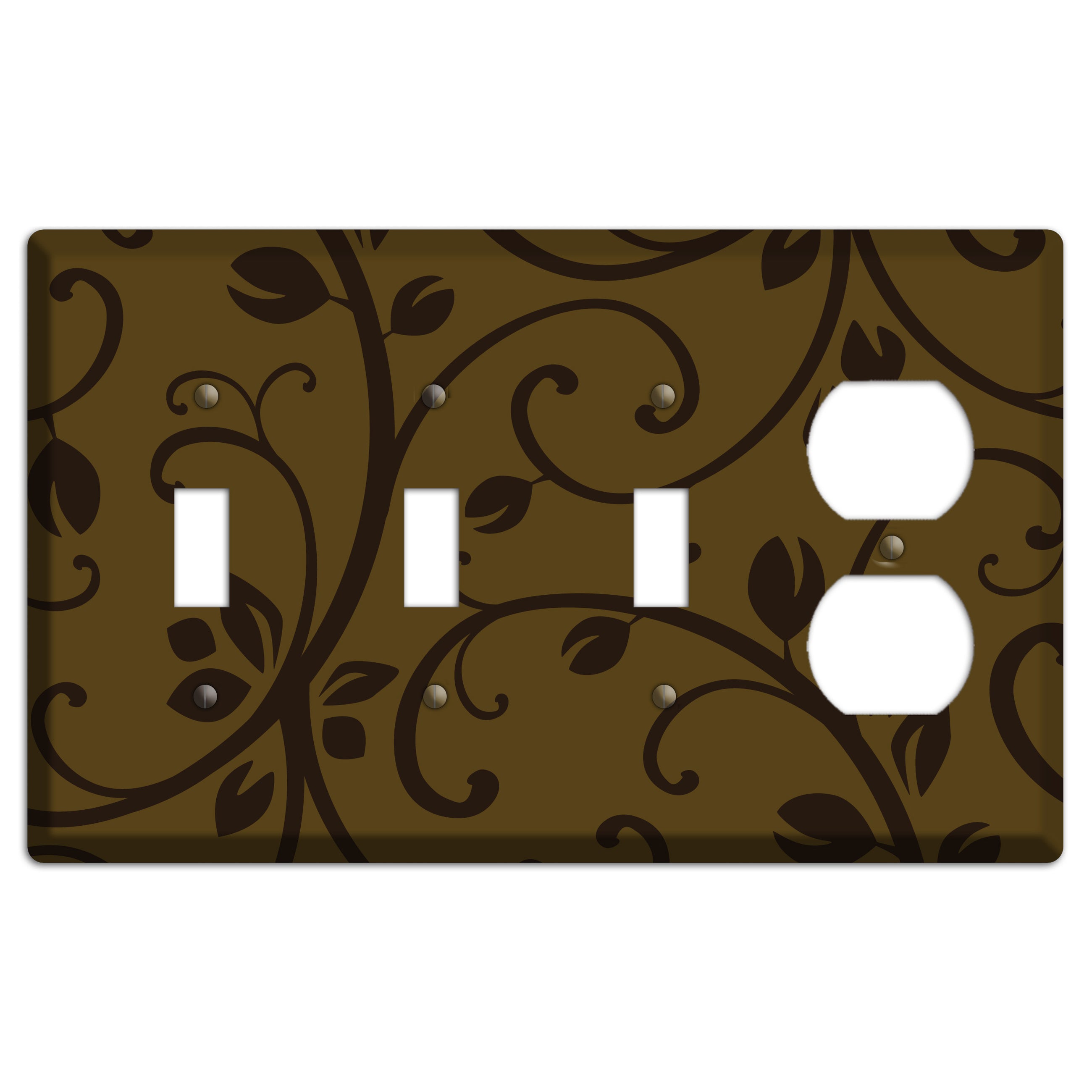 Brown Bud Sprig 3 Toggle / Duplex Wallplate