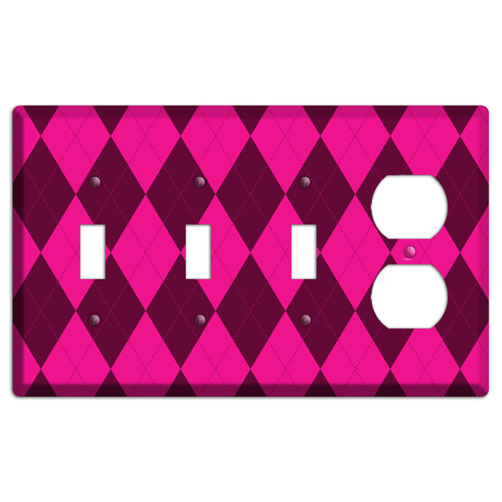 Fuschia Argyle 3 Toggle / Duplex Wallplate