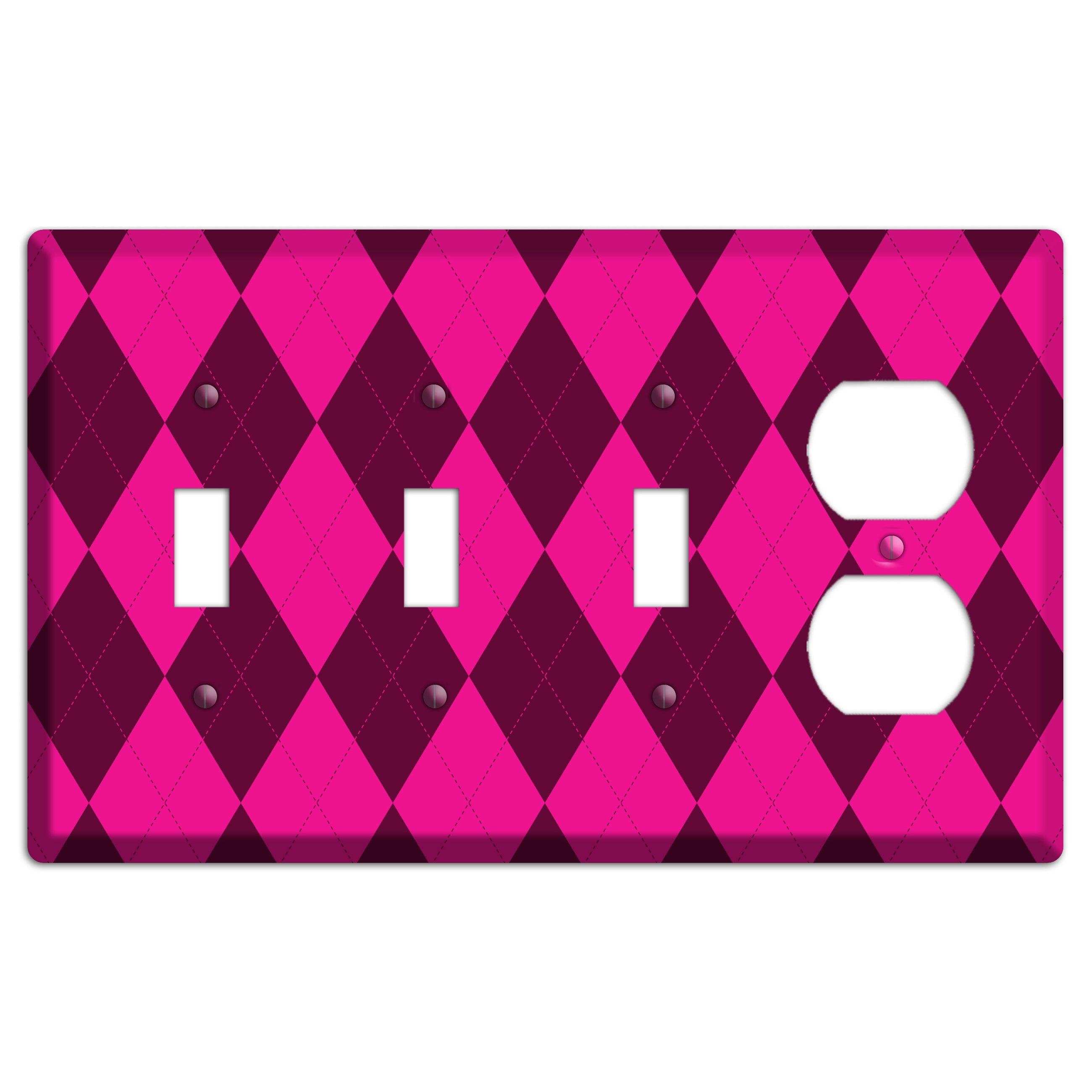 Fuschia Argyle 3 Toggle / Duplex Wallplate