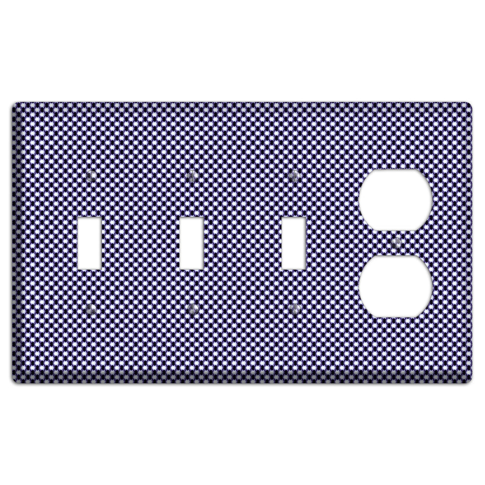 Black with White Aster Check 3 Toggle / Duplex Wallplate