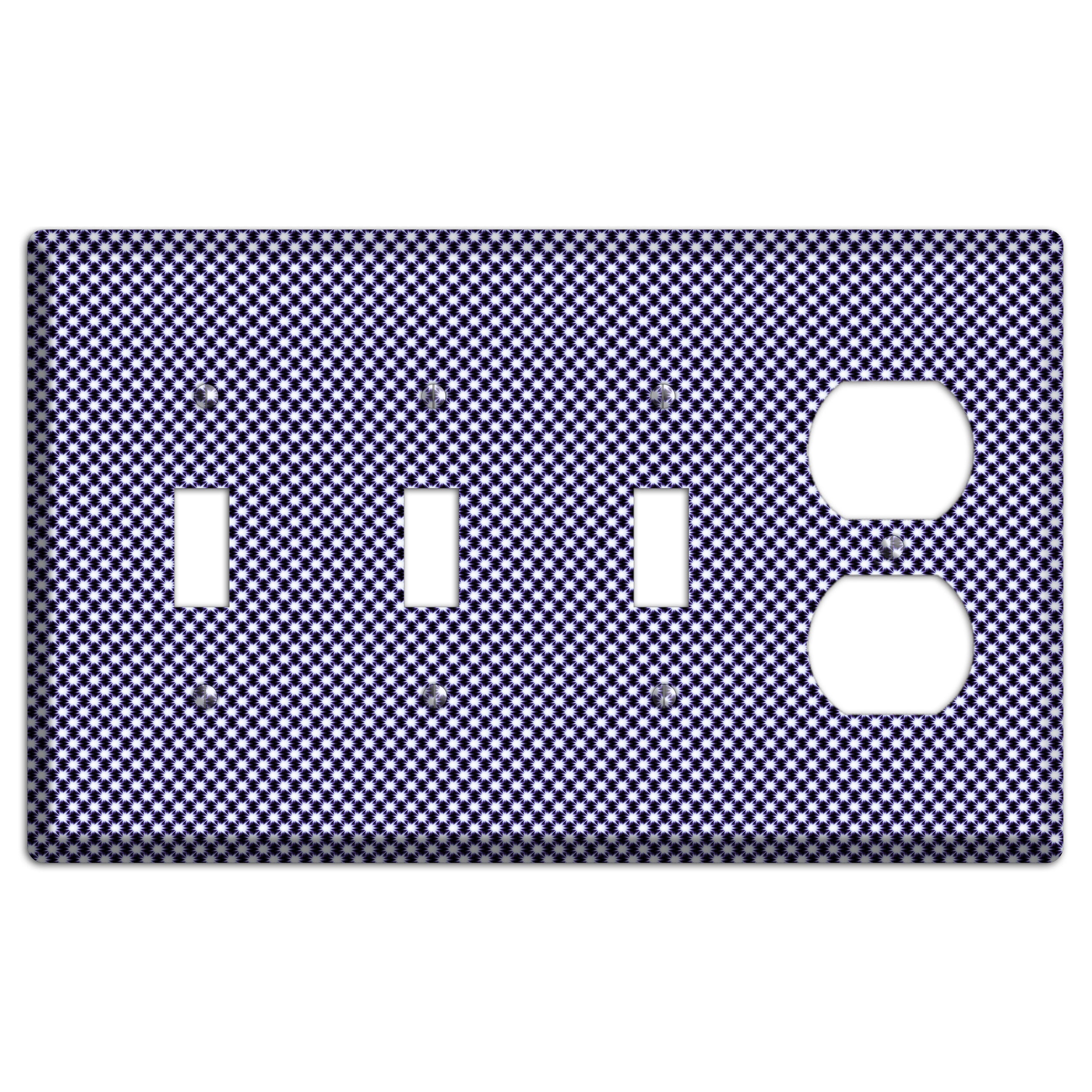 Black with White Aster Check 3 Toggle / Duplex Wallplate