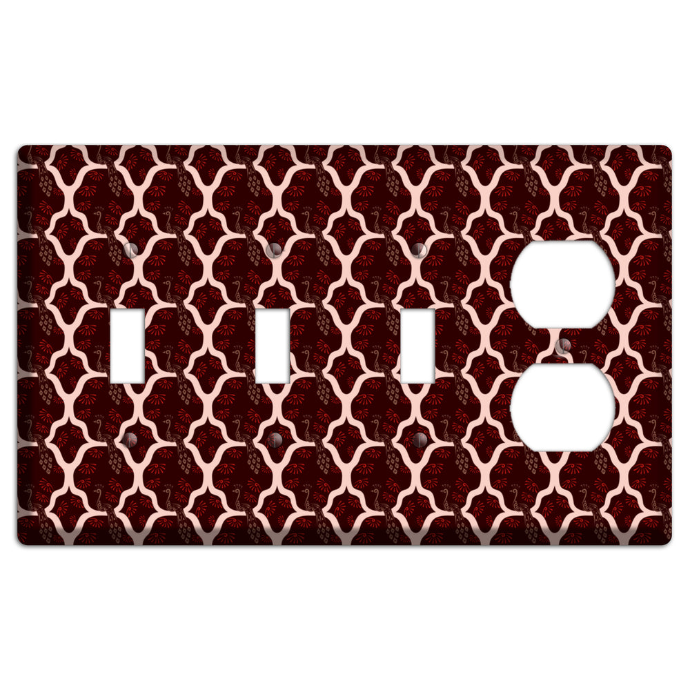 Dark Quatrefoil Peacock 3 Toggle / Duplex Wallplate