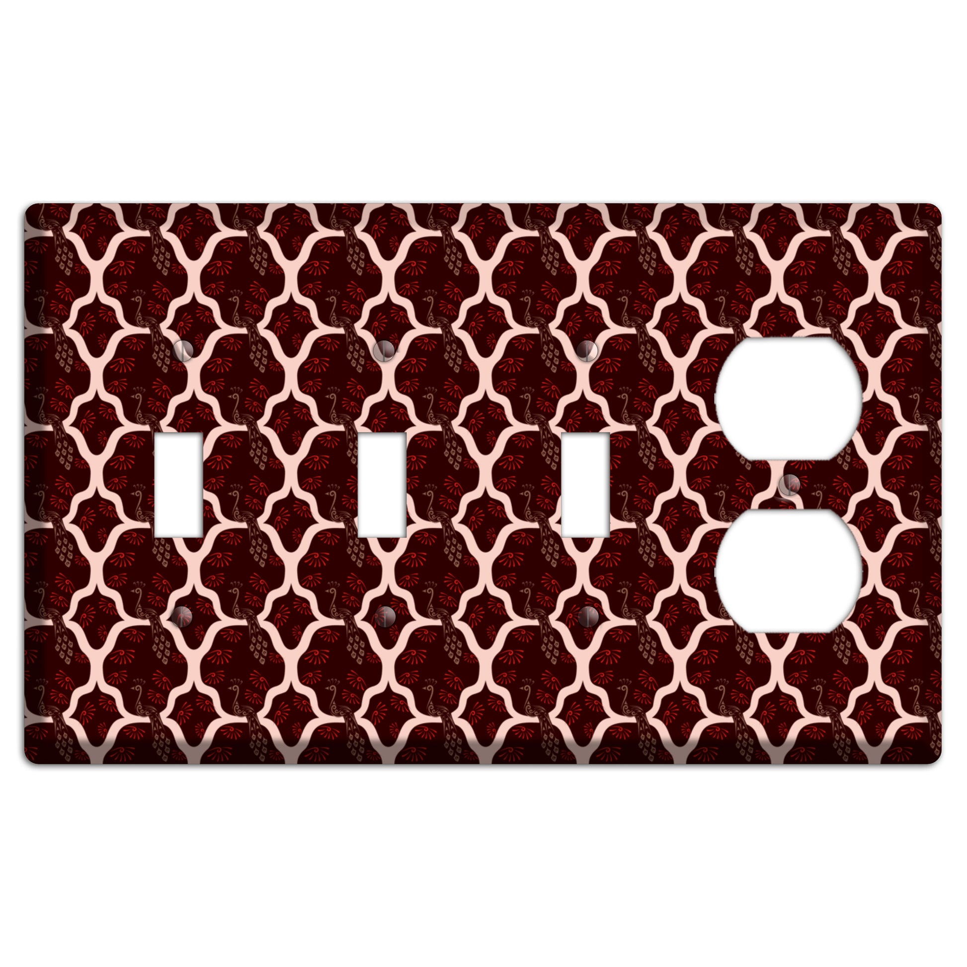 Dark Quatrefoil Peacock 3 Toggle / Duplex Wallplate