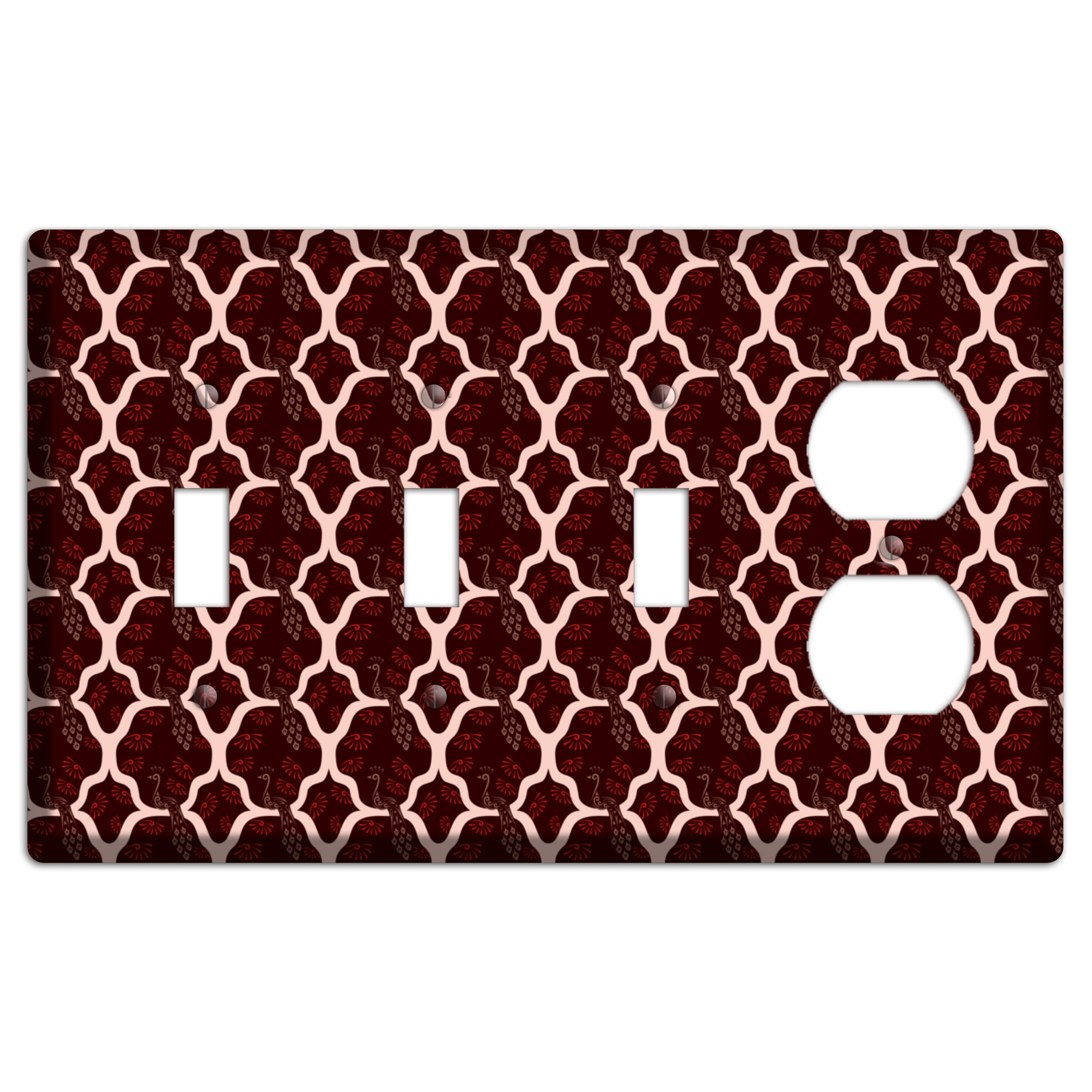 Dark Quatrefoil Peacock 3 Toggle / Duplex Wallplate
