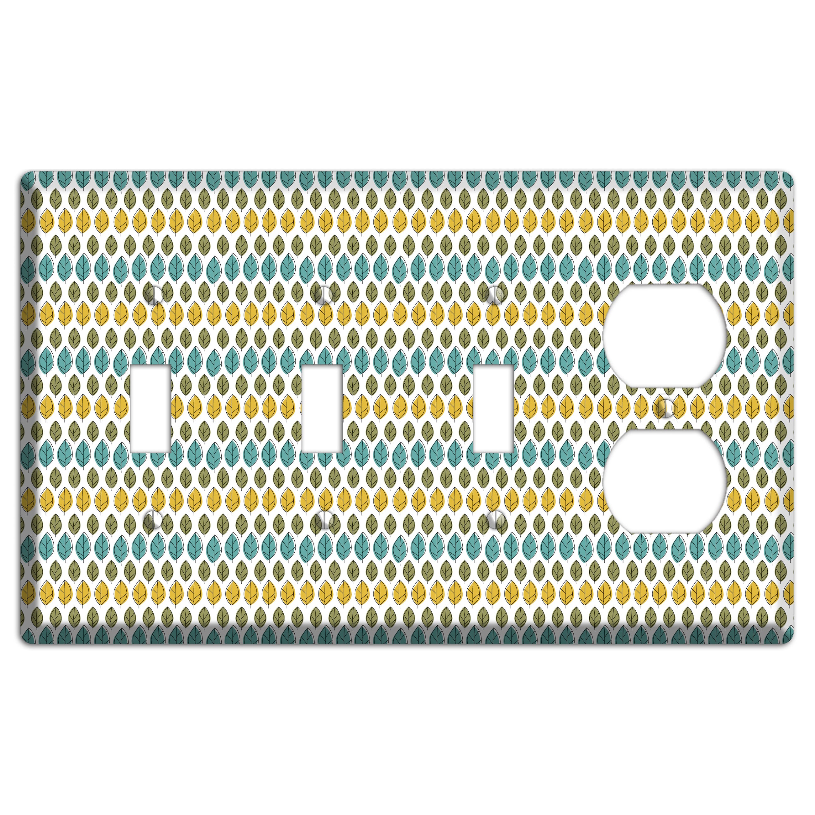 Turquoise Multi Olive Leaf Contour 3 Toggle / Duplex Wallplate