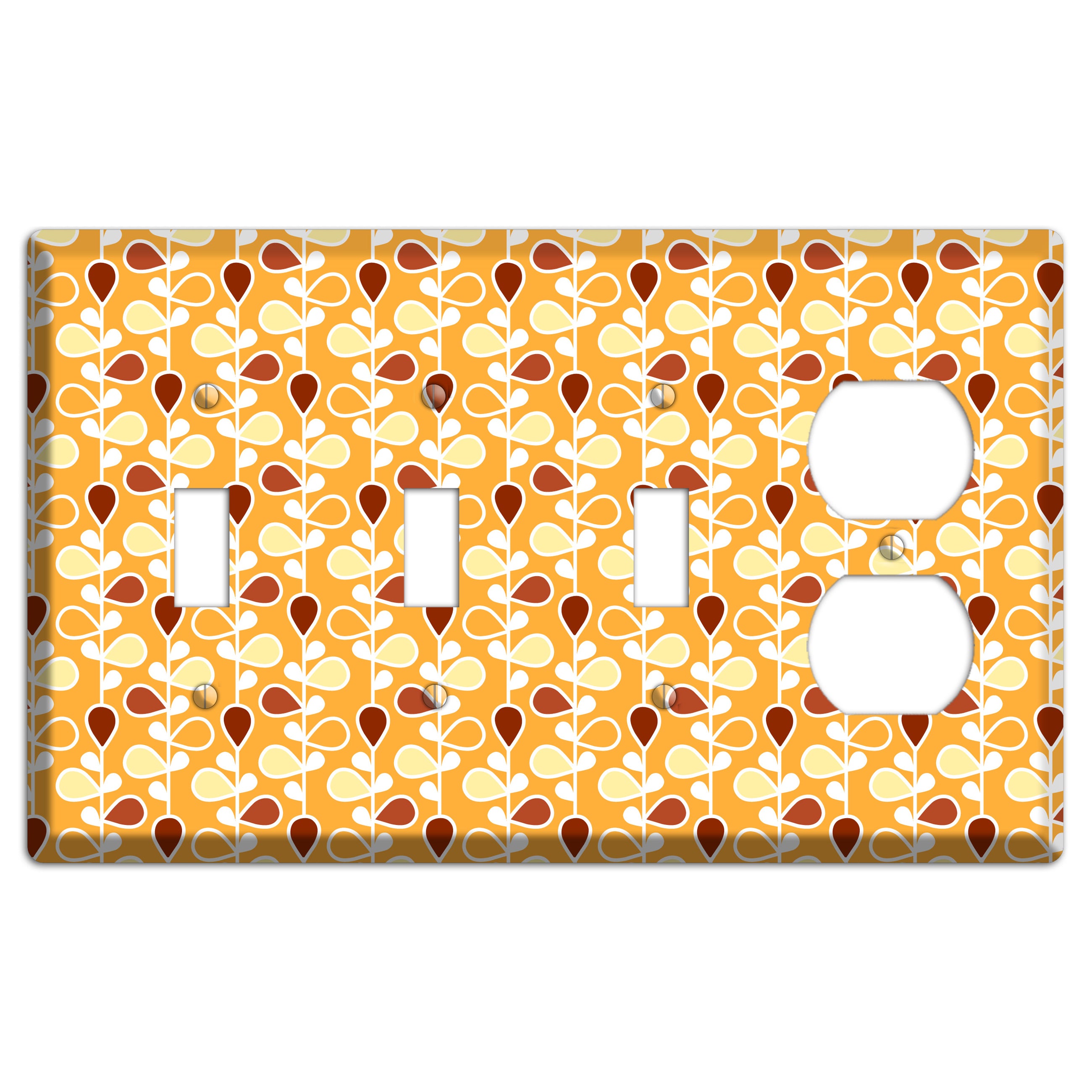 Orange with Yellow and Red Drop and Vine 3 Toggle / Duplex Wallplate