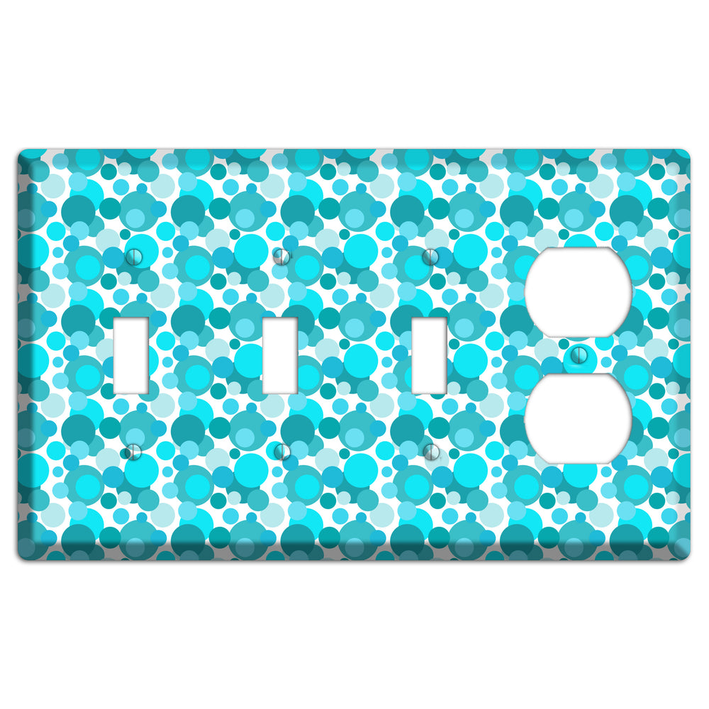 Multi Turquoise Bubble Dots 3 Toggle / Duplex Wallplate