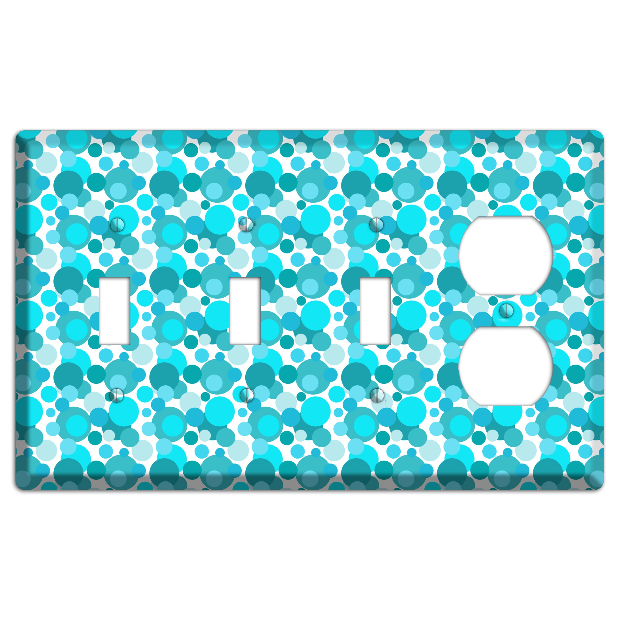 Multi Turquoise Bubble Dots 3 Toggle / Duplex Wallplate