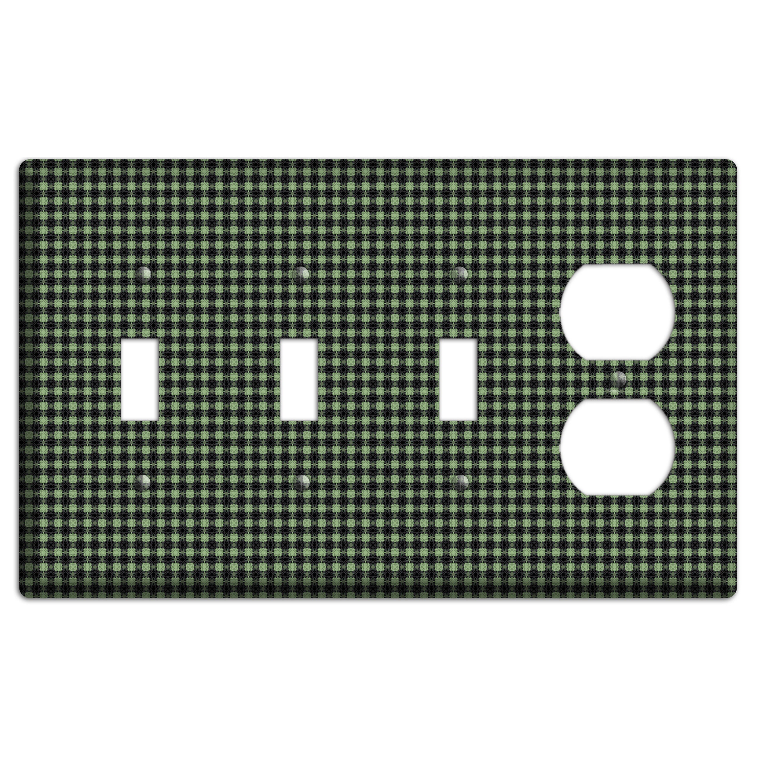 Multi Green Basket Check 3 Toggle / Duplex Wallplate