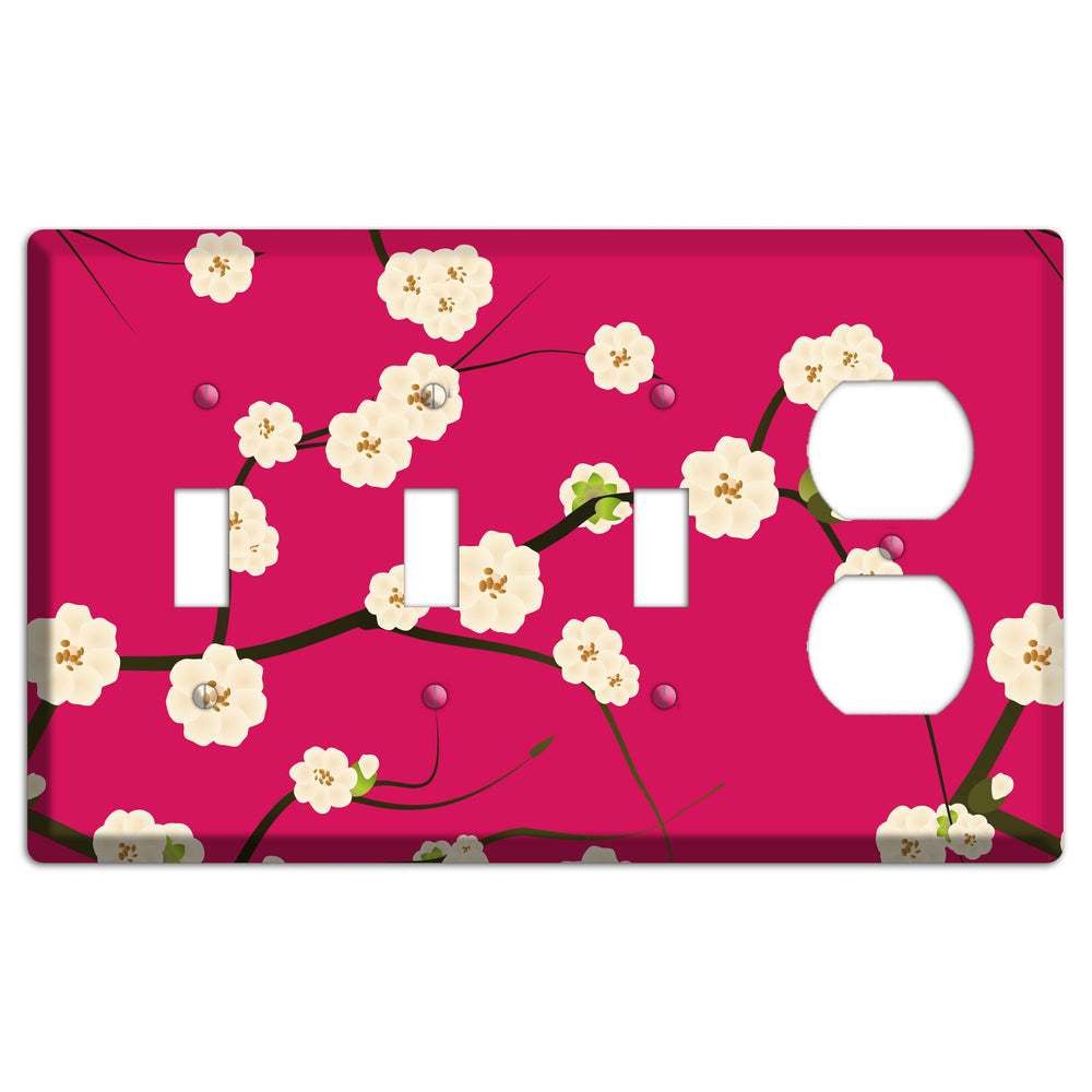 Red Cherry Bloosoms 3 Toggle / Duplex Wallplate