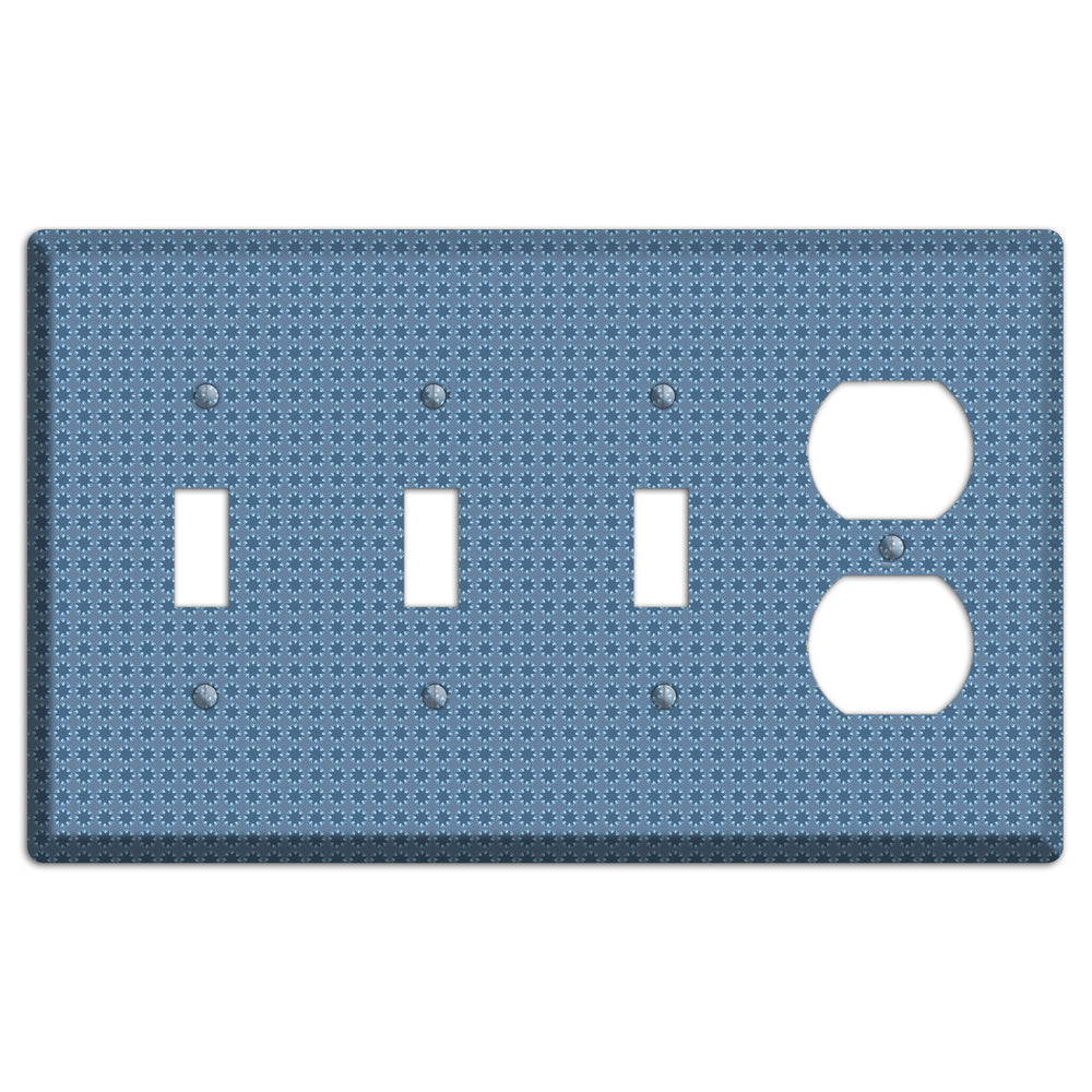 Multi Blue Tiled Foulard 3 Toggle / Duplex Wallplate
