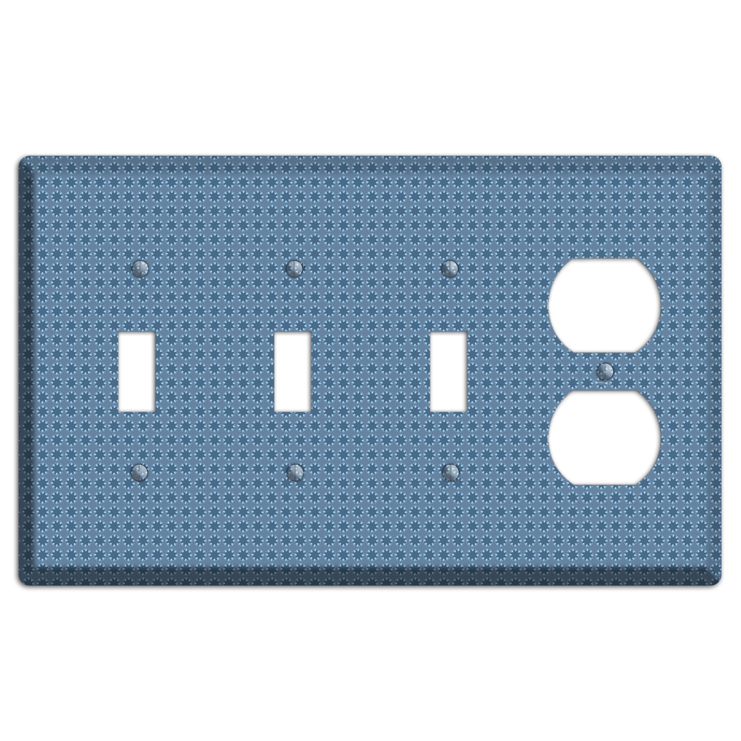 Multi Blue Tiled Foulard 3 Toggle / Duplex Wallplate