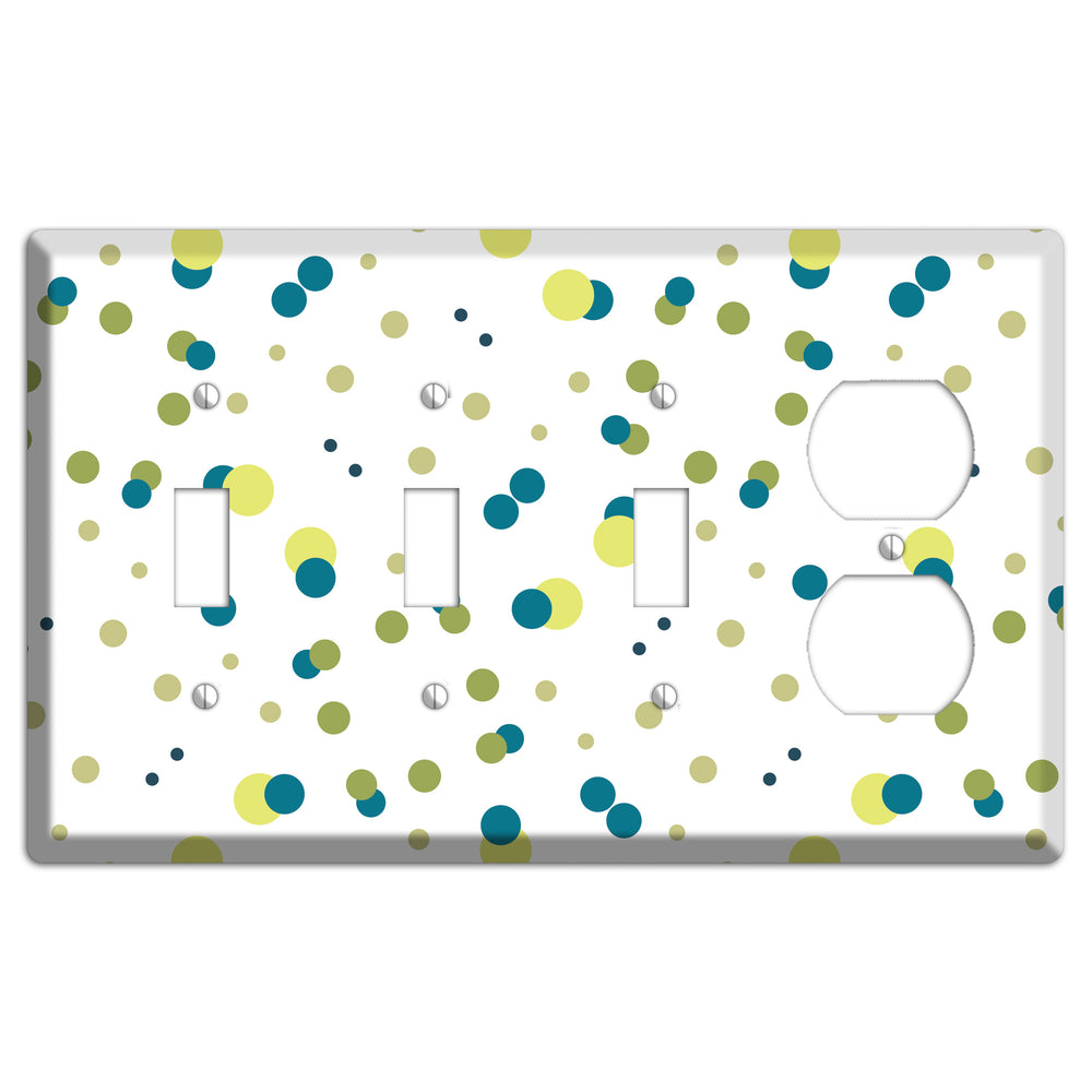 Multi Olive and Jade Small Dots 3 Toggle / Duplex Wallplate