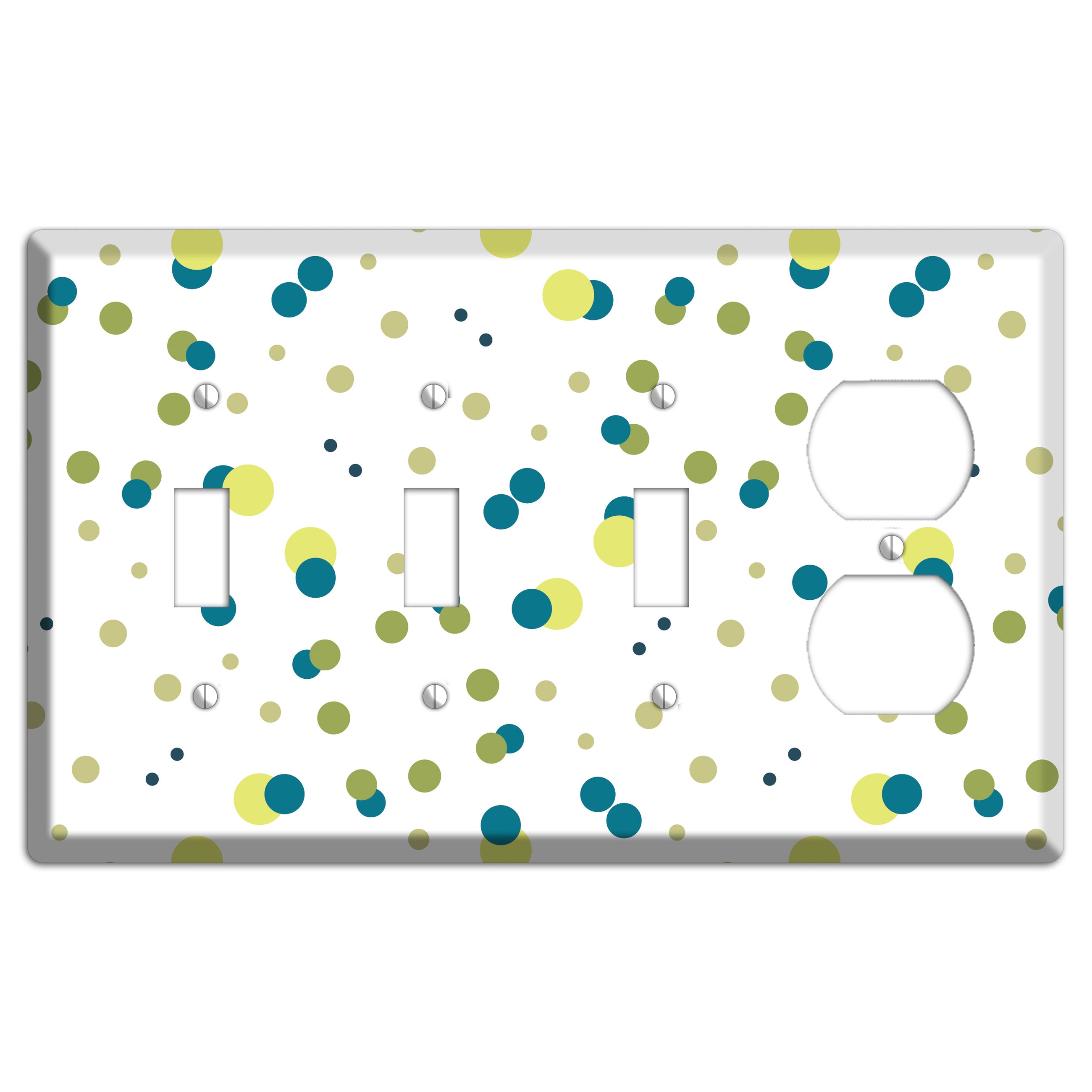 Multi Olive and Jade Small Dots 3 Toggle / Duplex Wallplate