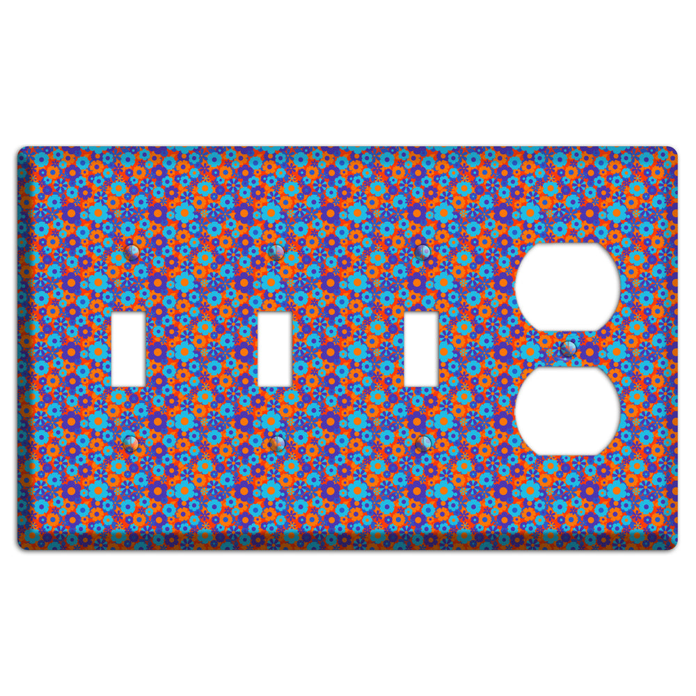 Blue Purple Calico 3 Toggle / Duplex Wallplate