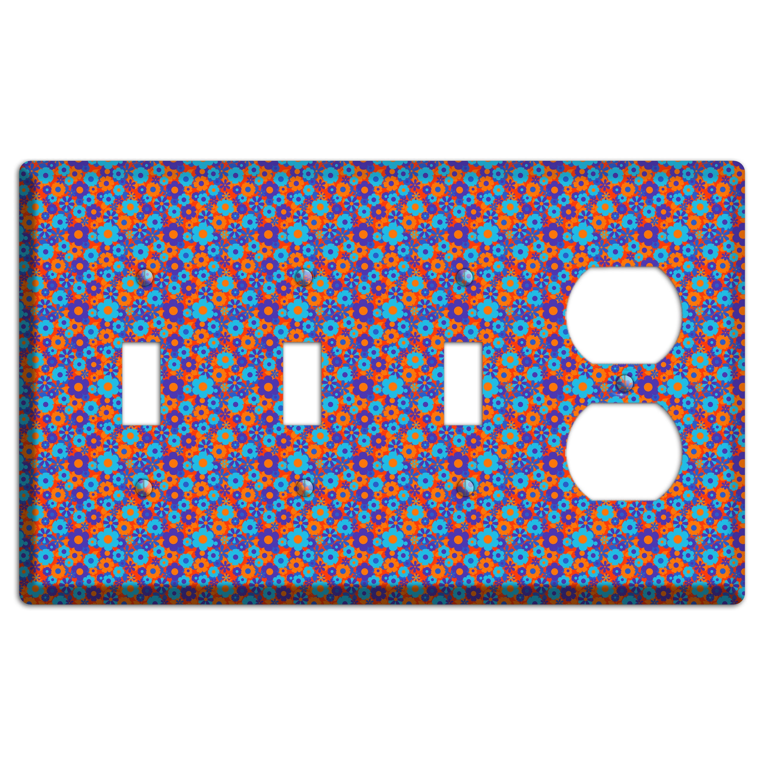 Blue Purple Calico 3 Toggle / Duplex Wallplate