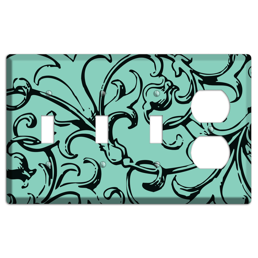Victorian Aqua 3 Toggle / Duplex Wallplate