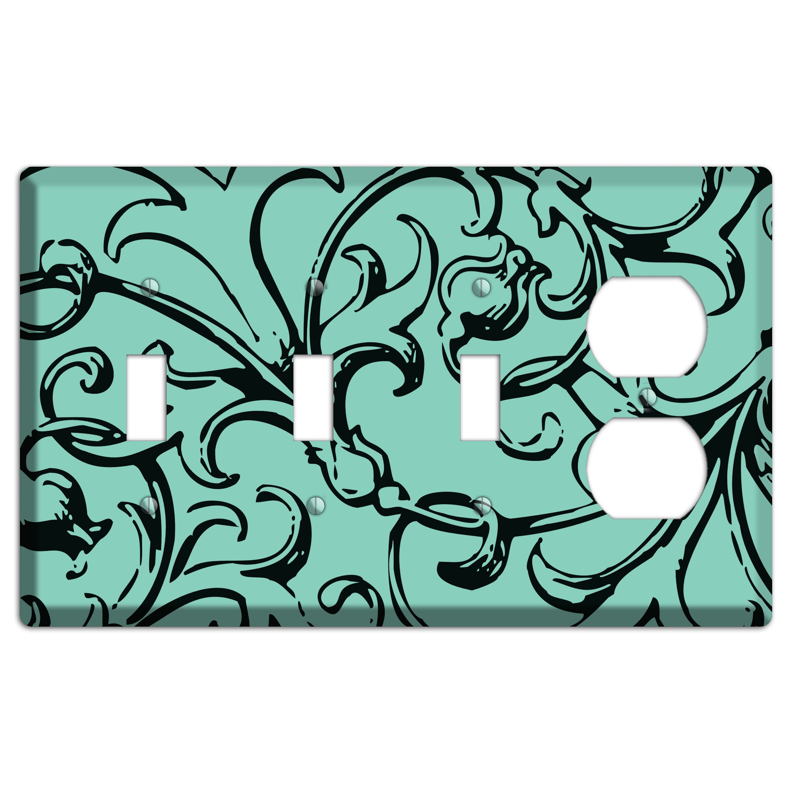 Victorian Aqua 3 Toggle / Duplex Wallplate