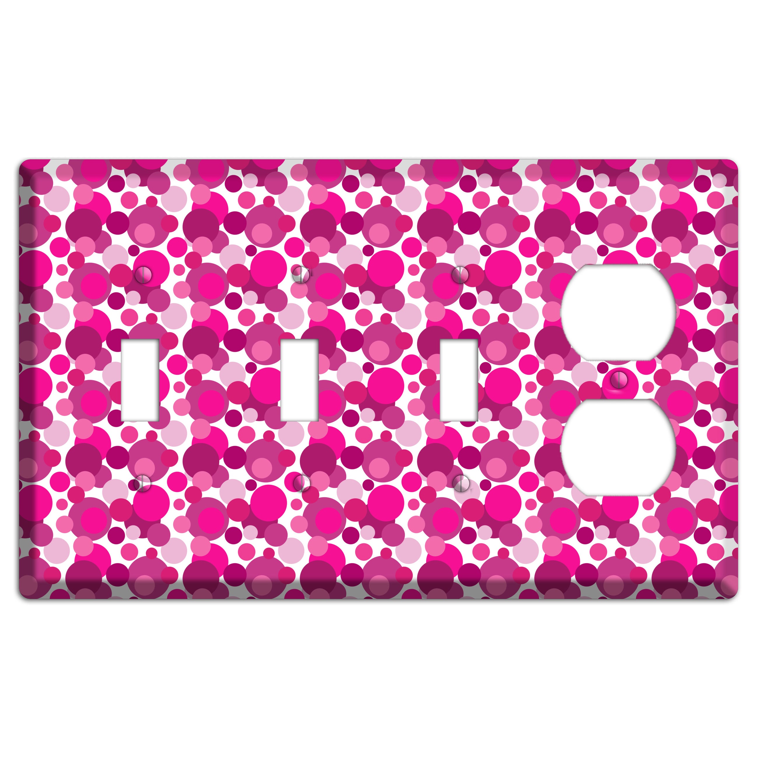 Multi Fuschia Bubble Dots 3 Toggle / Duplex Wallplate
