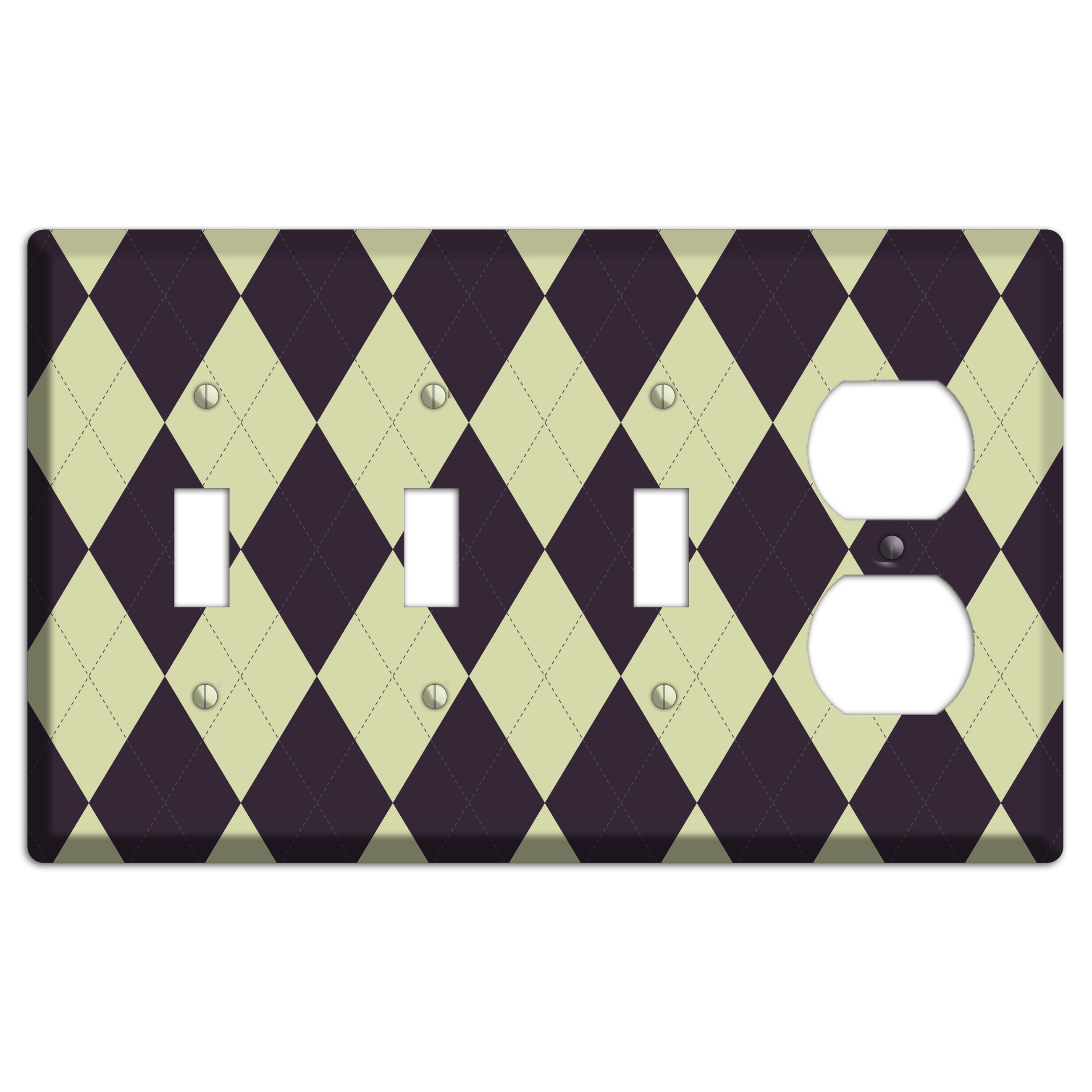 Beige Argyle 3 Toggle / Duplex Wallplate