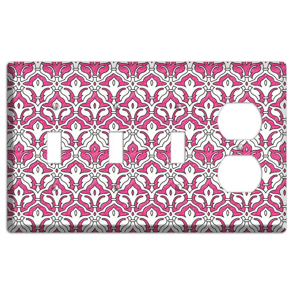 Pink Scallop Tapestry 3 Toggle / Duplex Wallplate