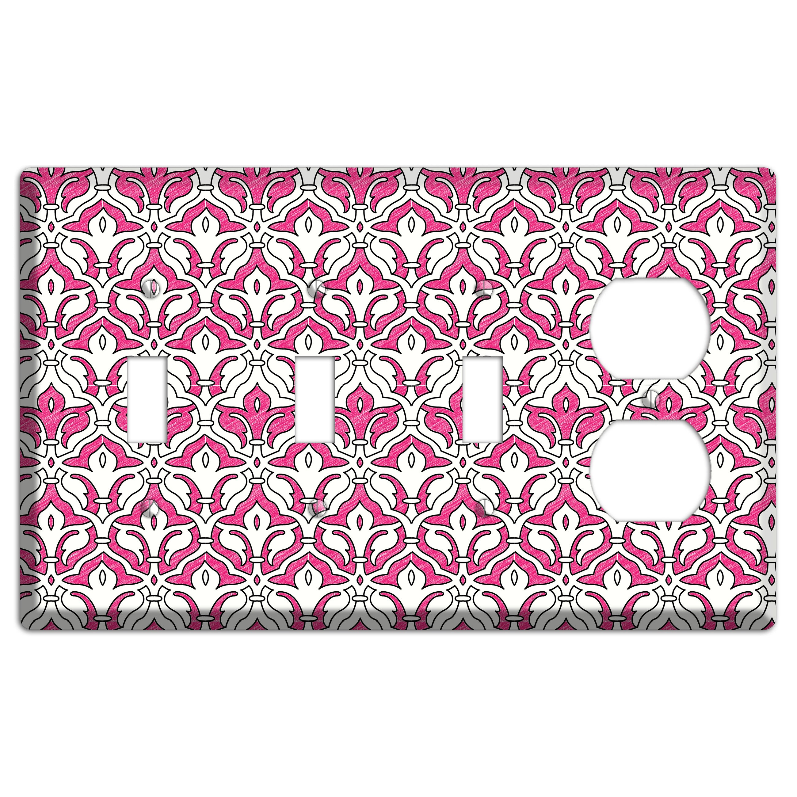 Pink Scallop Tapestry 3 Toggle / Duplex Wallplate