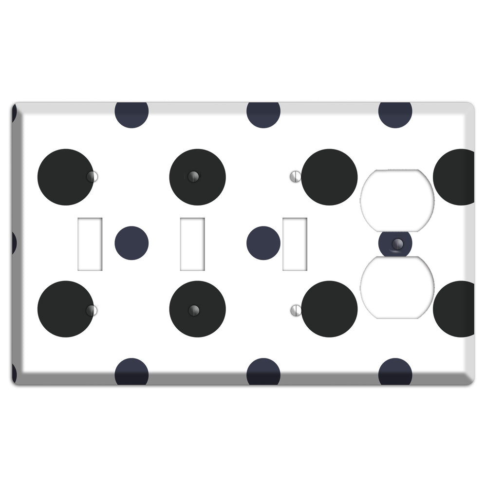 Black Multi Medium Polka Dots 3 Toggle / Duplex Wallplate