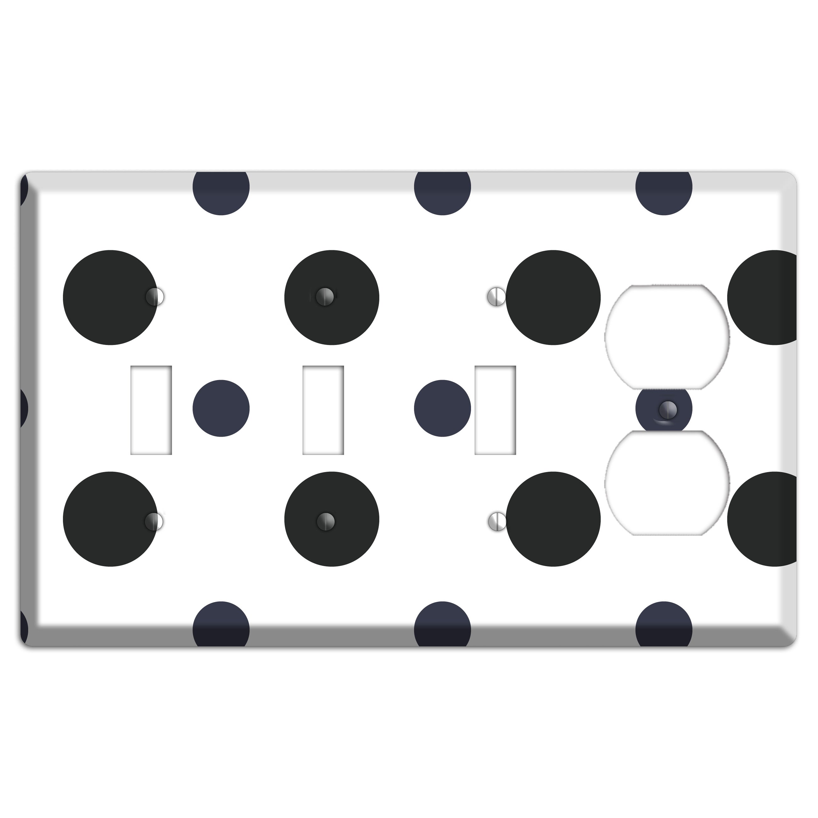 Black Multi Medium Polka Dots 3 Toggle / Duplex Wallplate