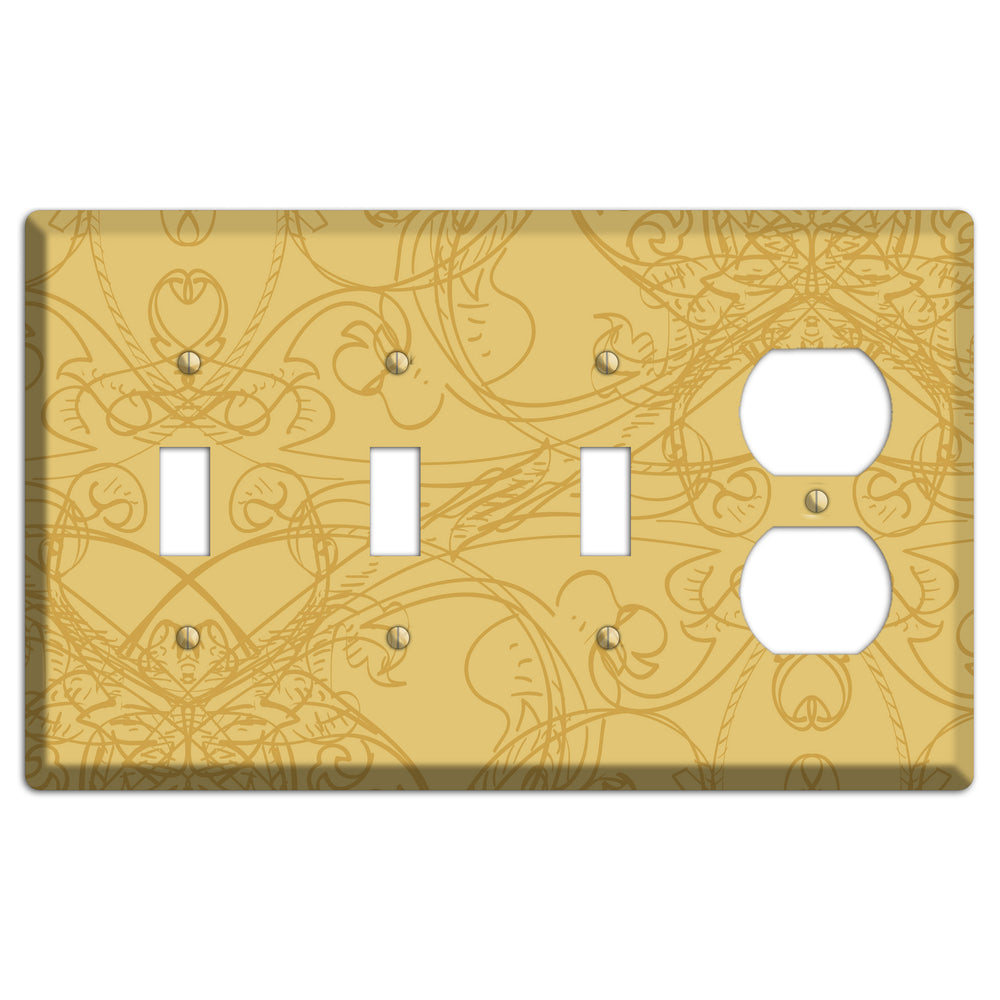 Beige Deco Sketch 3 Toggle / Duplex Wallplate
