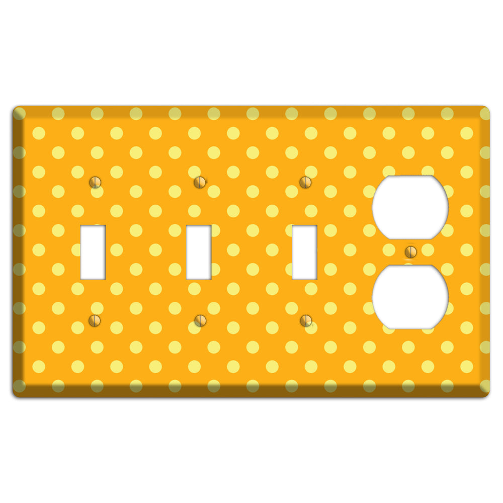 Orange and Yellow Polka Dot 3 Toggle / Duplex Wallplate