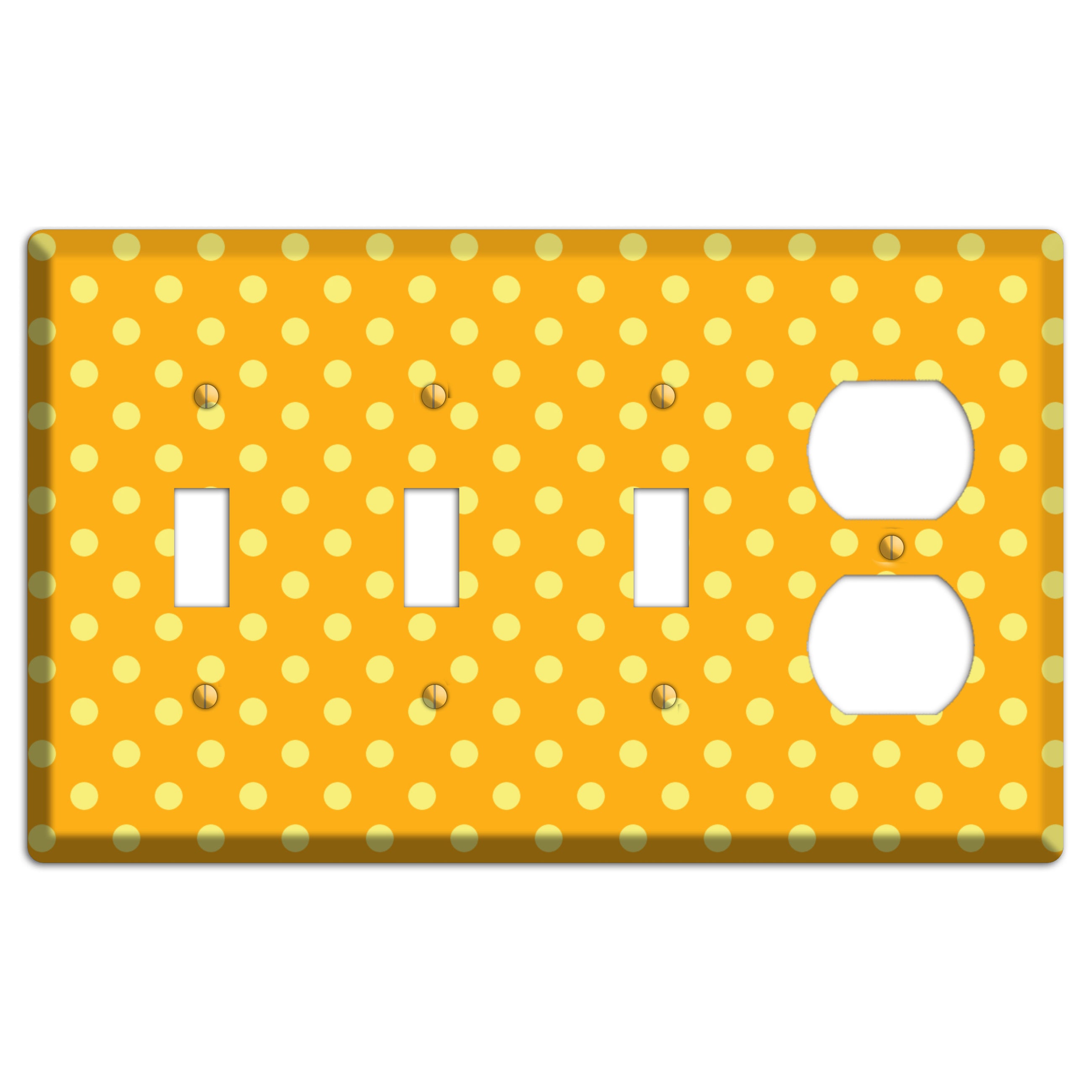 Orange and Yellow Polka Dot 3 Toggle / Duplex Wallplate
