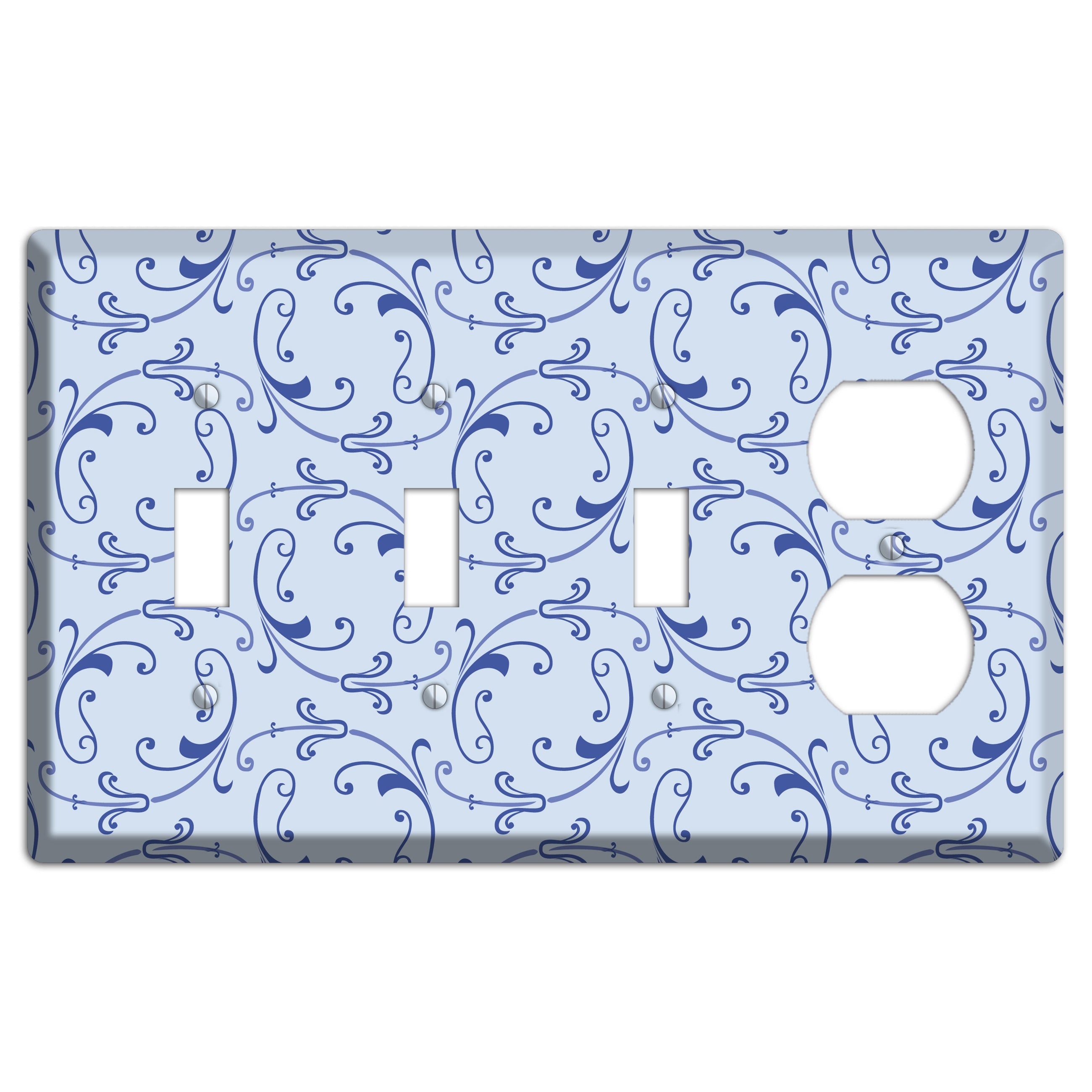 Light Blue Victorian Sprig 3 Toggle / Duplex Wallplate