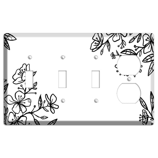 Hand-Drawn Floral 18 3 Toggle / Duplex Wallplate