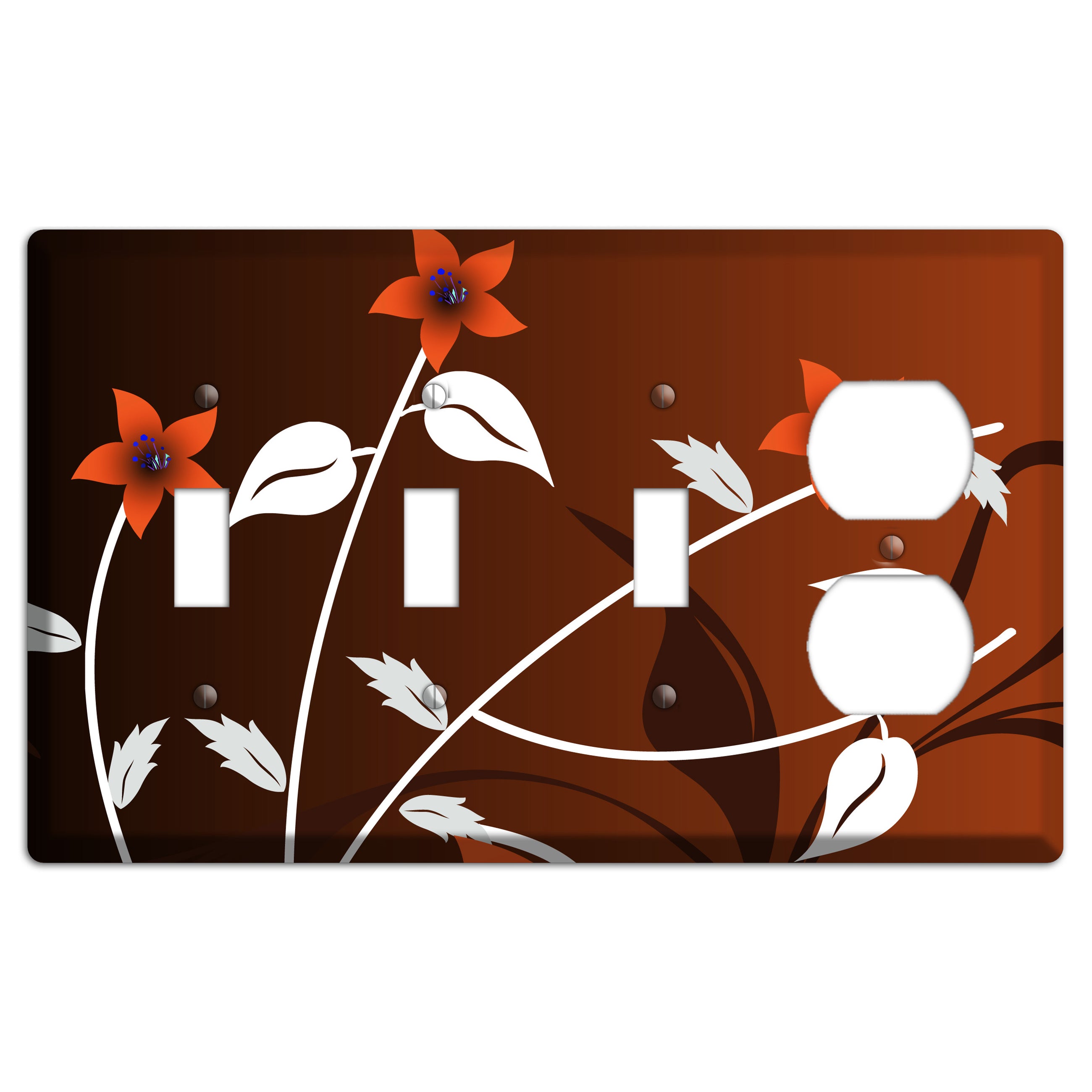 Black and Red Double Sprig 3 Toggle / Duplex Wallplate