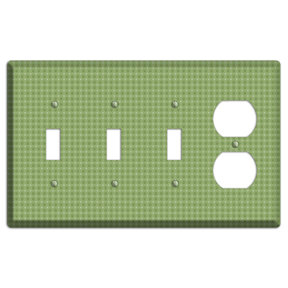 Green Paw Prints 3 Toggle / Duplex Wallplate