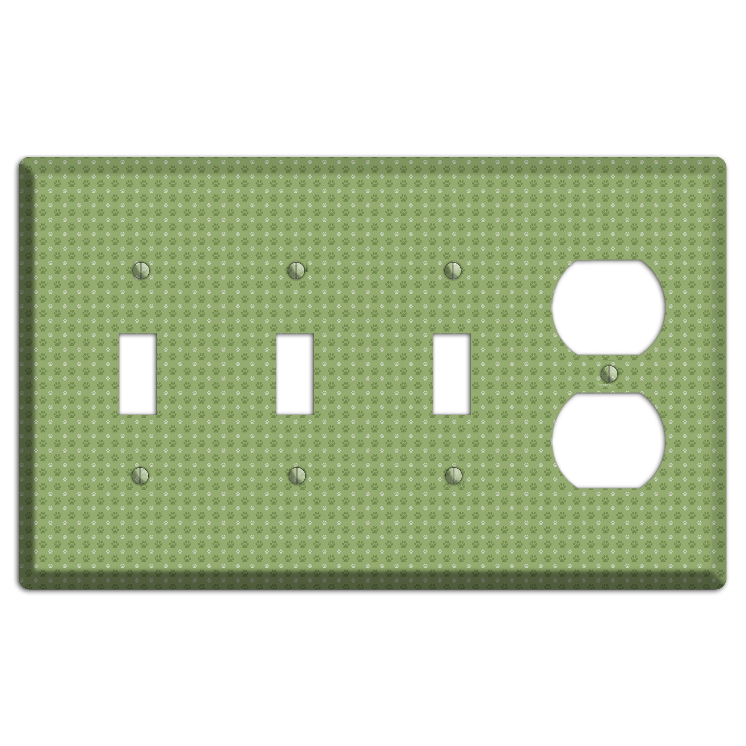 Green Paw Prints 3 Toggle / Duplex Wallplate