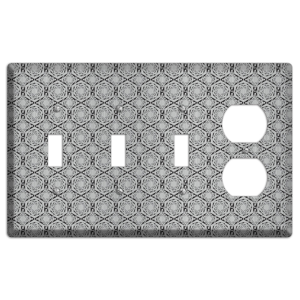 Overly Hexagon Rotation Stainless Steel 3 Toggle / Duplex Wallplate