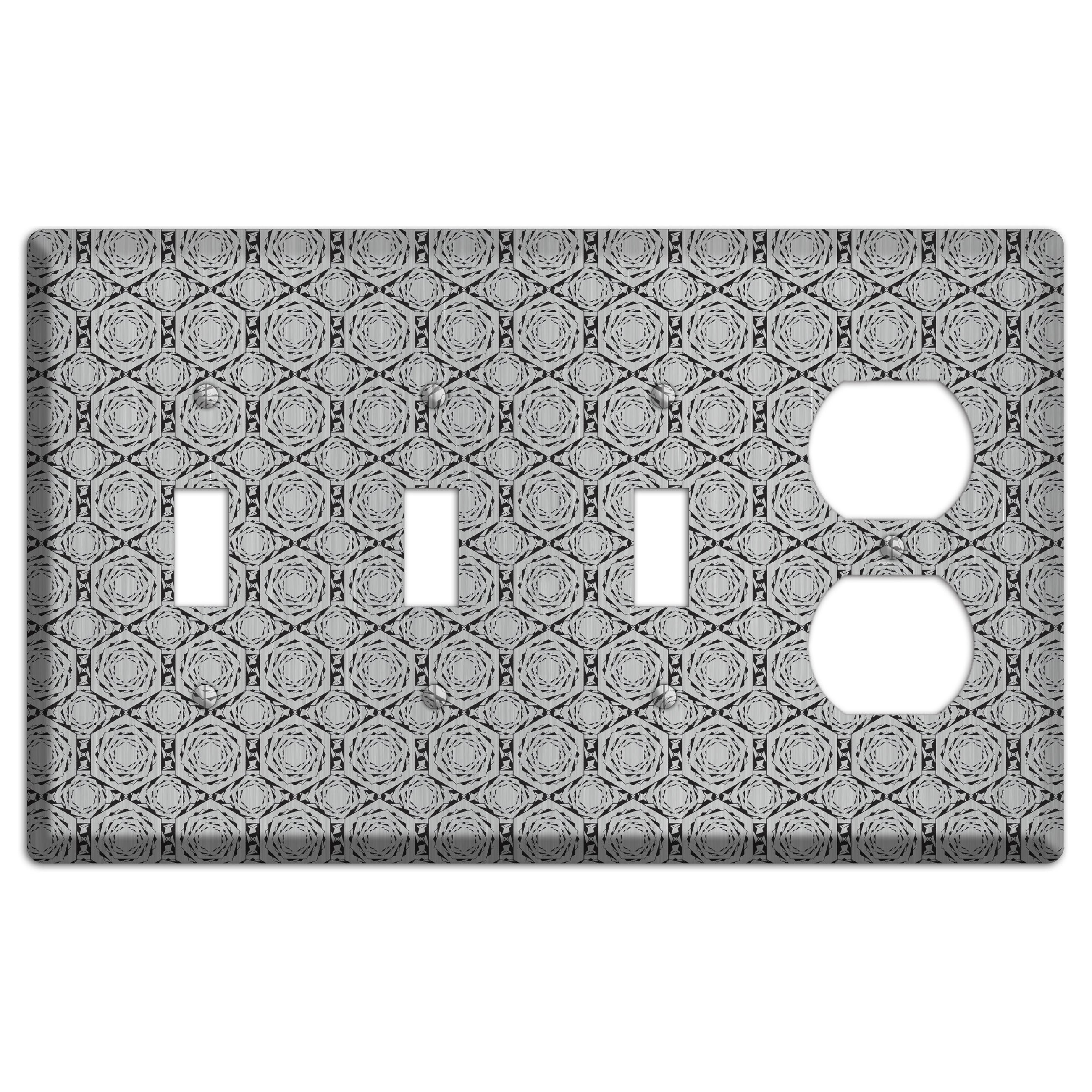 Overly Hexagon Rotation  Stainless 3 Toggle / Duplex Wallplate