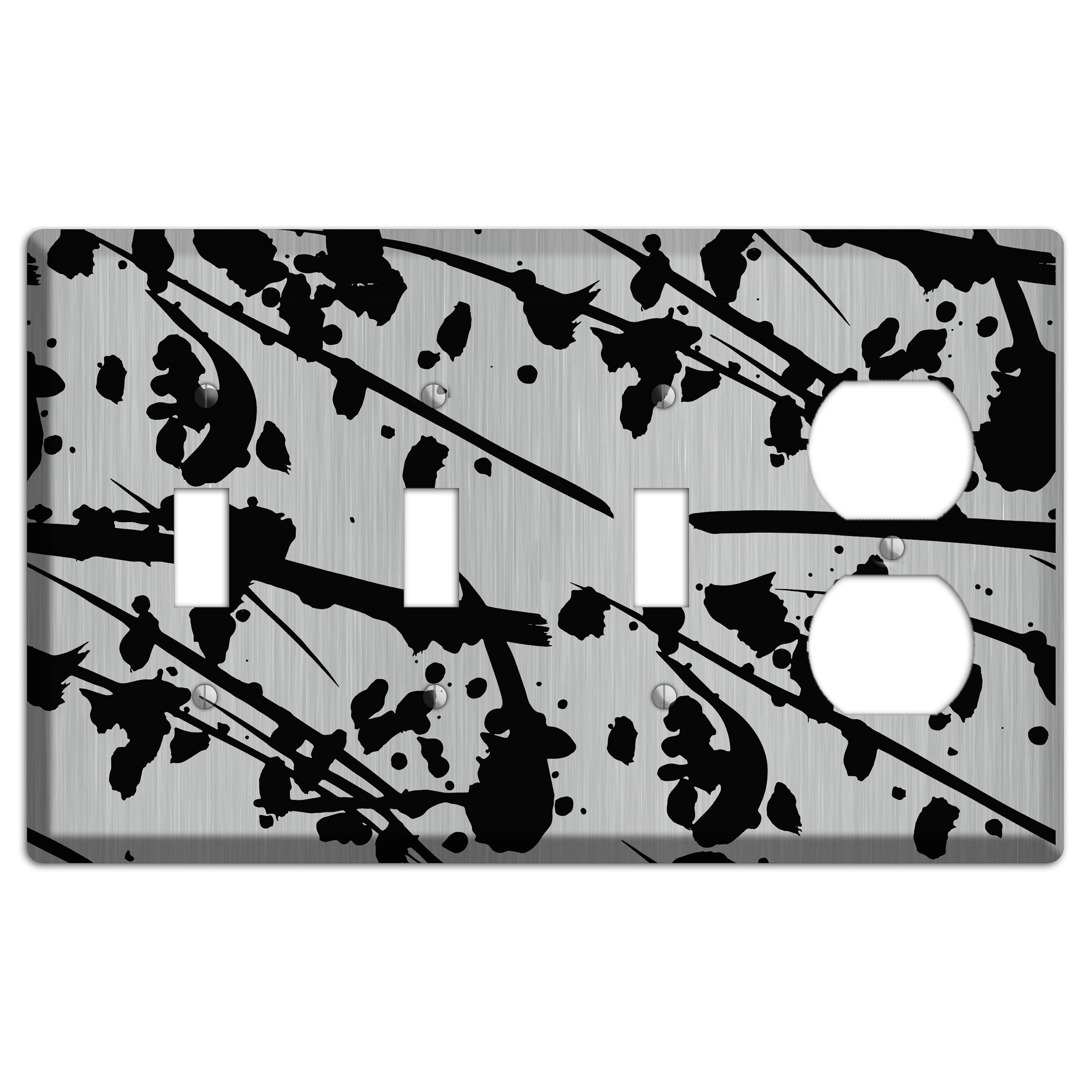 Ink Splash 6 Stainless 3 Toggle / Duplex Wallplate