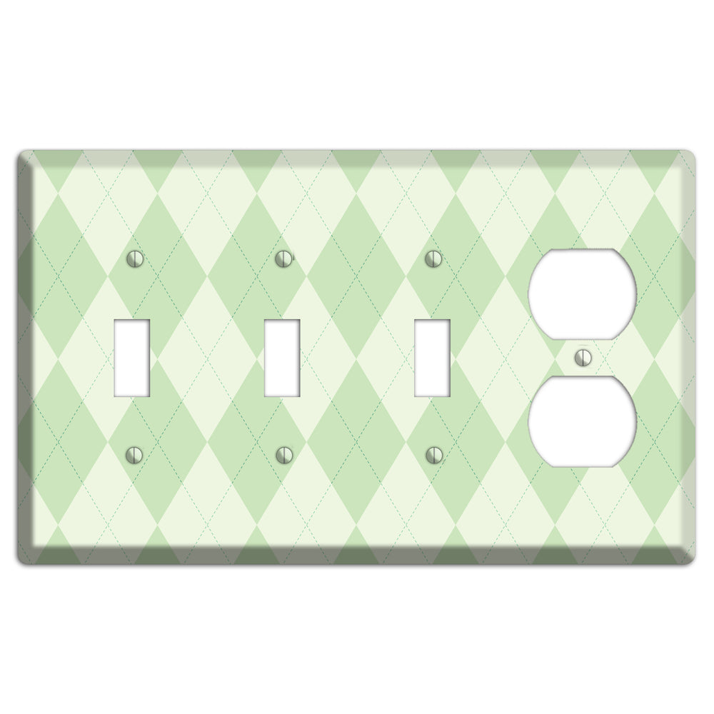 Light Green Argyle 3 Toggle / Duplex Wallplate