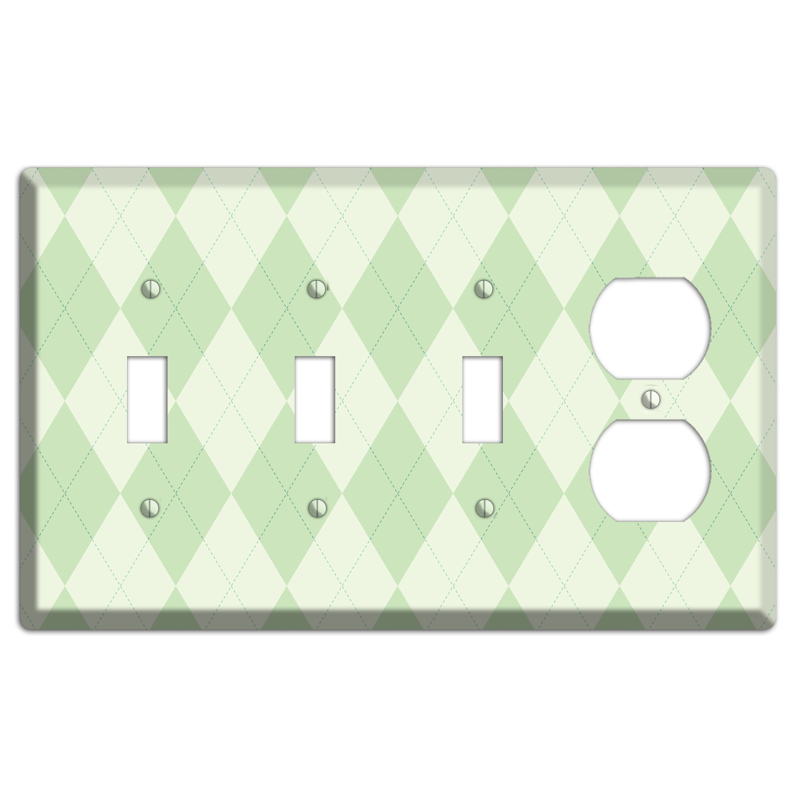 Light Green Argyle 3 Toggle / Duplex Wallplate