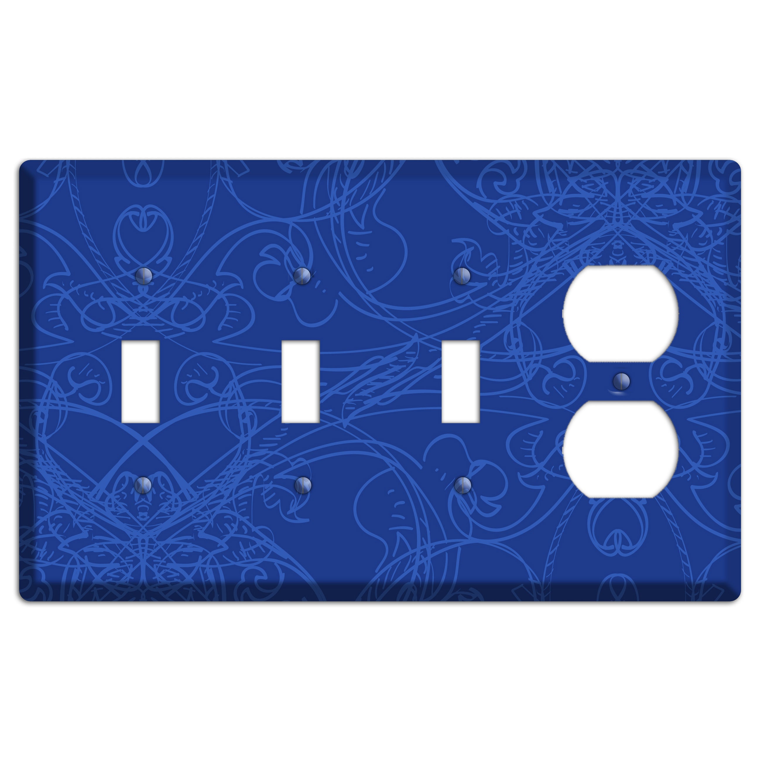 Blue Deco Sketch 3 Toggle / Duplex Wallplate