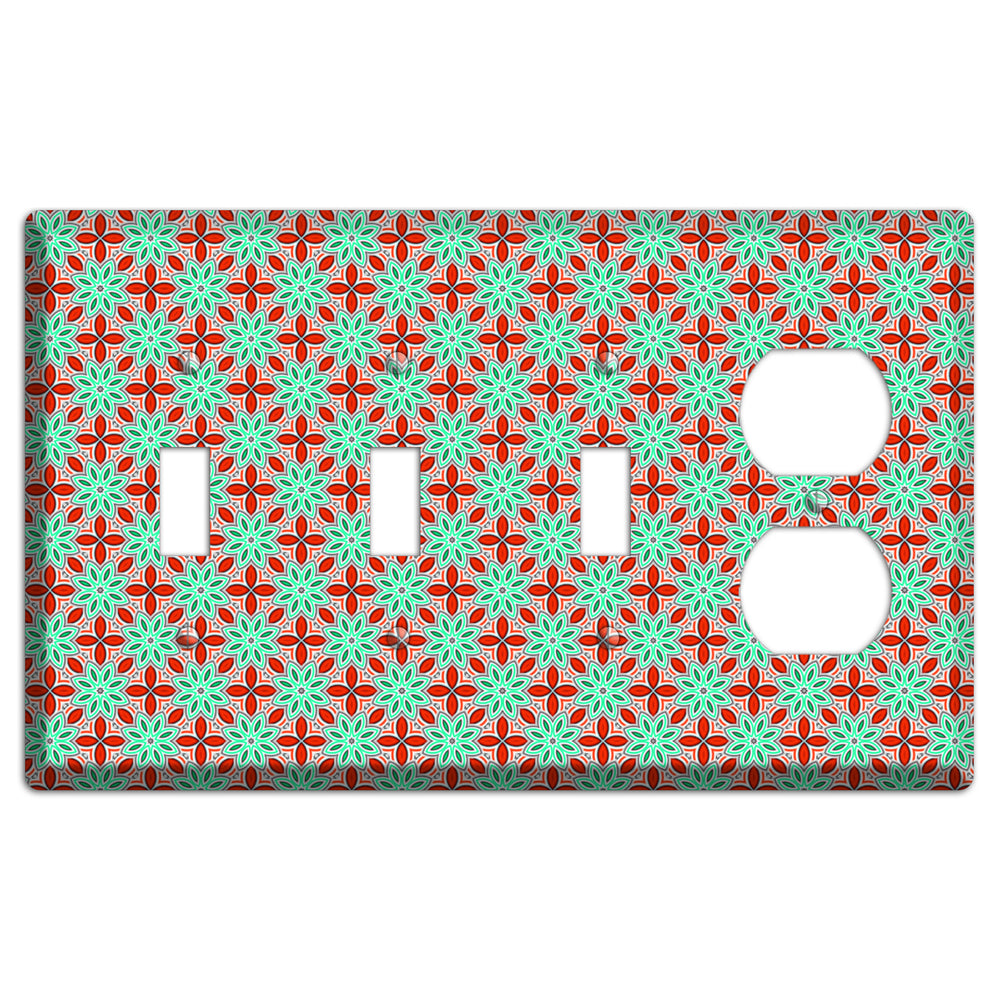 Green and Red Foulard 2 3 Toggle / Duplex Wallplate