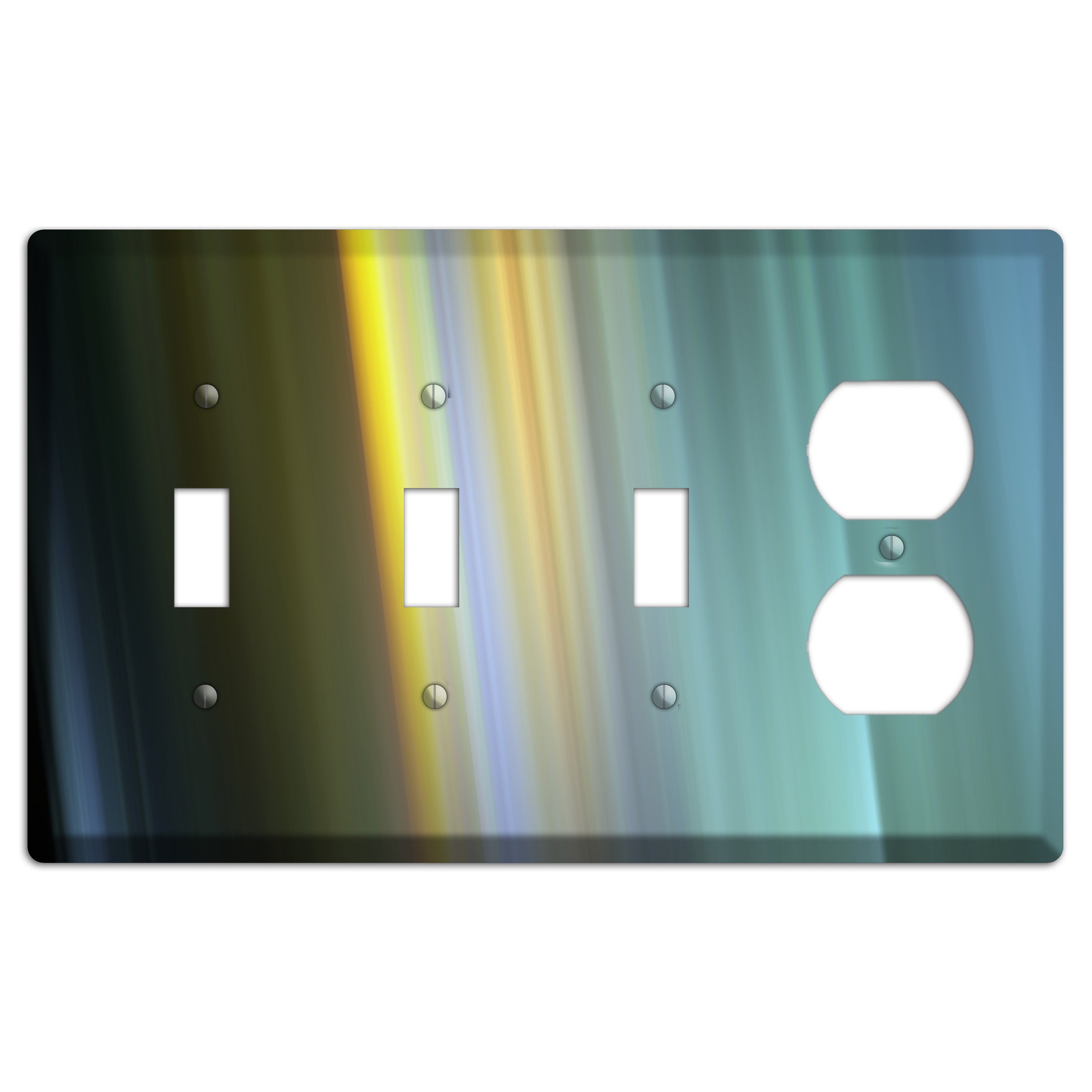 Black with Yellow Ray of Light 3 Toggle / Duplex Wallplate