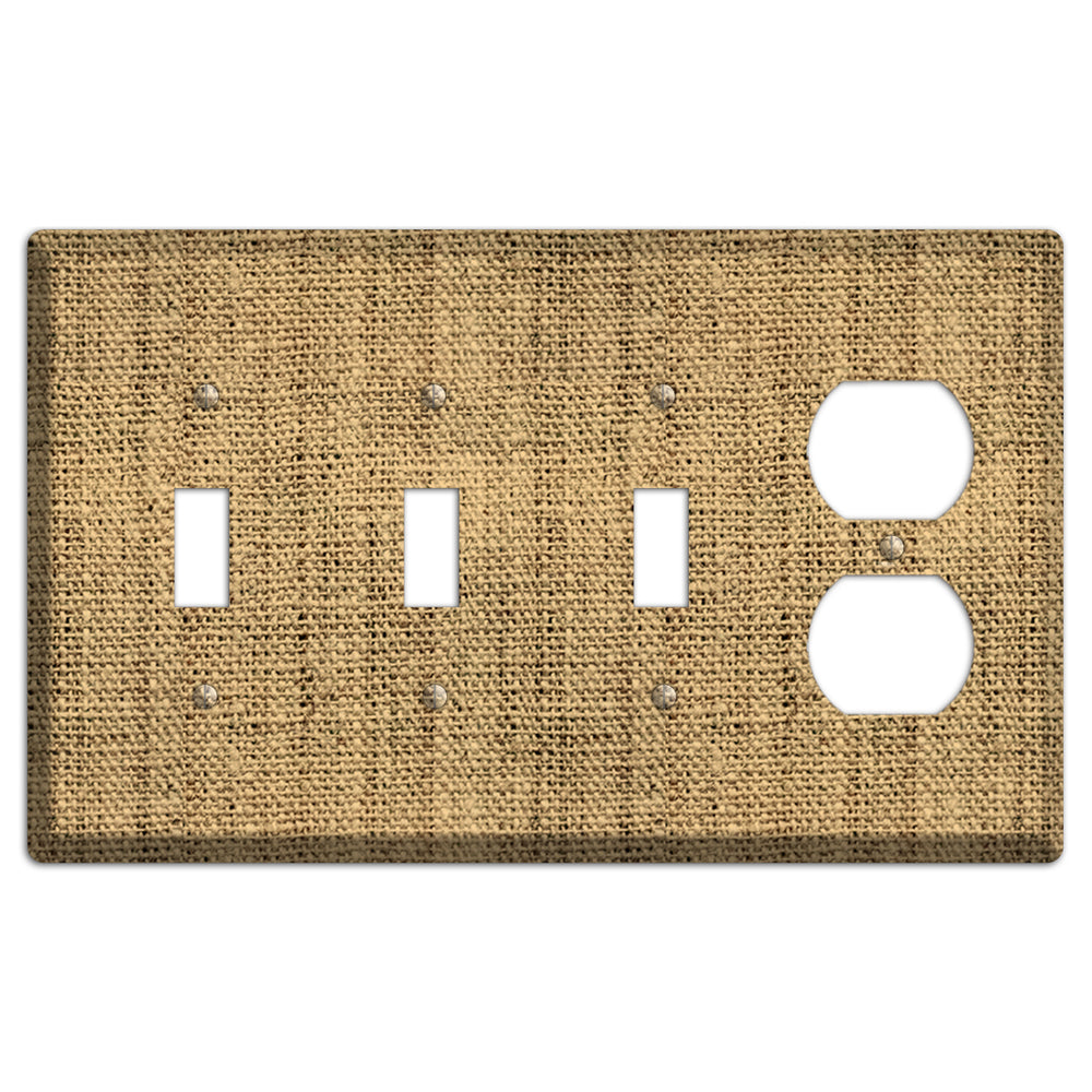 Teak Burlap 3 Toggle / Duplex Wallplate