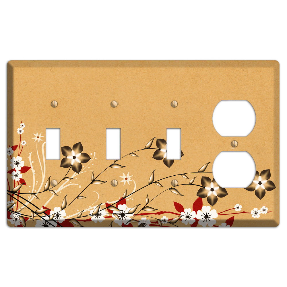 Delicate Red Flowers 2 3 Toggle / Duplex Wallplate