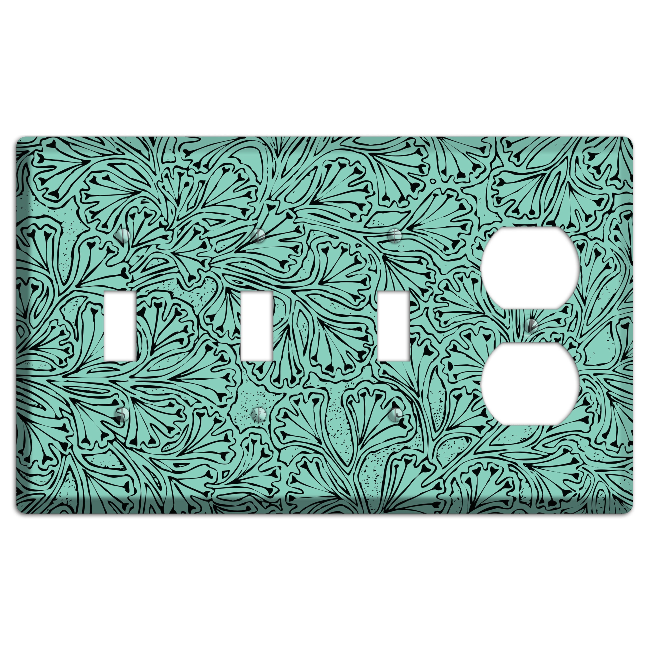 Deco Olive Interlocking Floral 3 Toggle / Duplex Wallplate